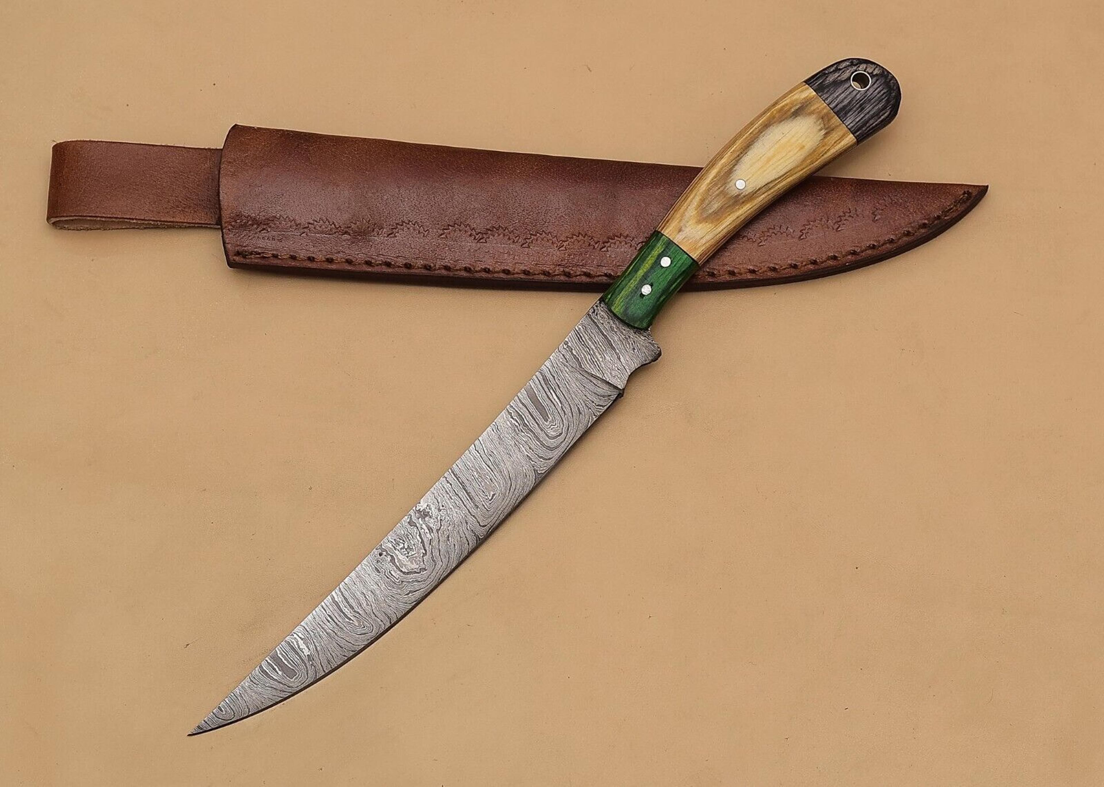 supreme cut damascus steel chef knife – elegant pakka wood handle design