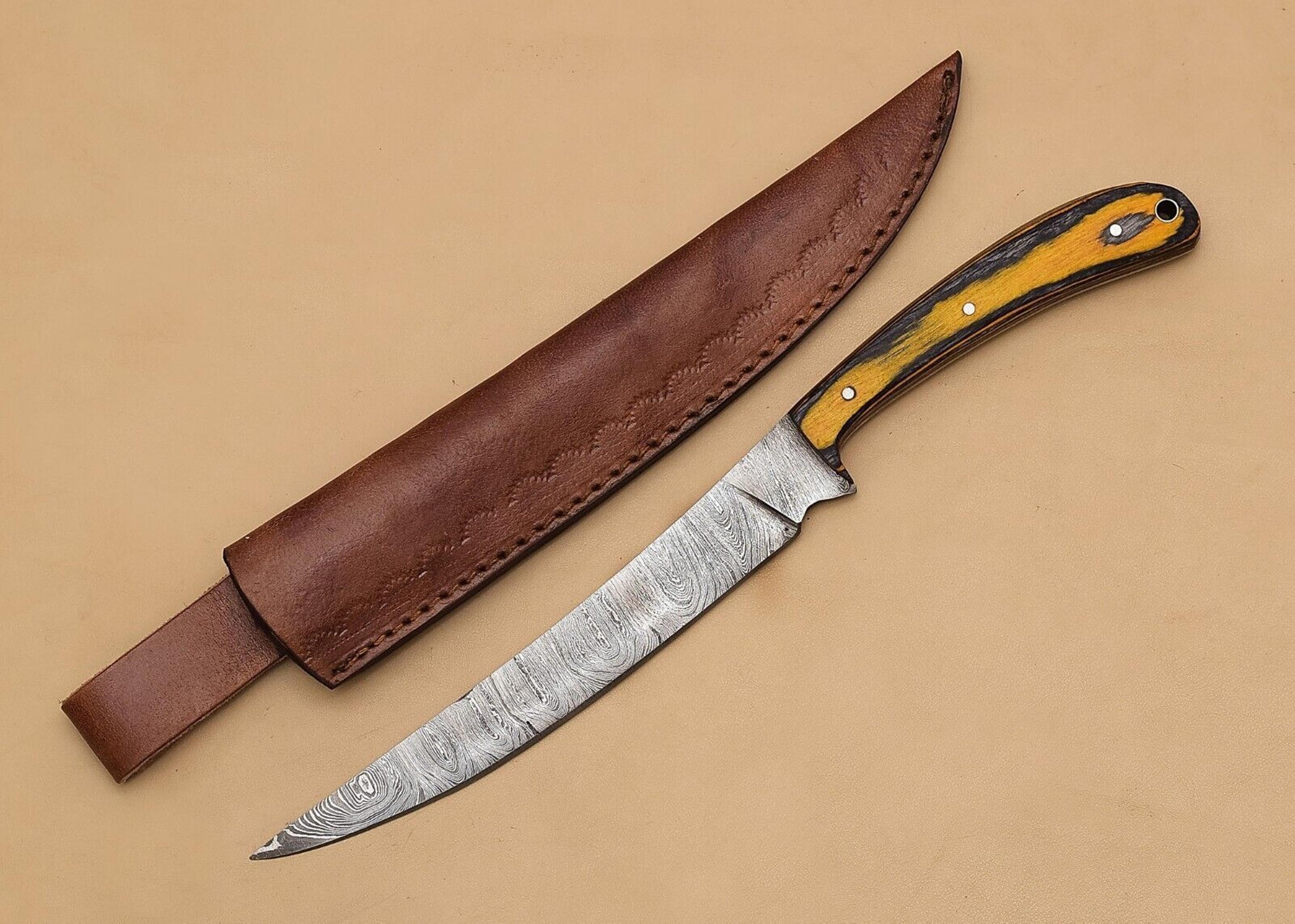 damascus legend chef knife – handmade fillet blade with wood handle