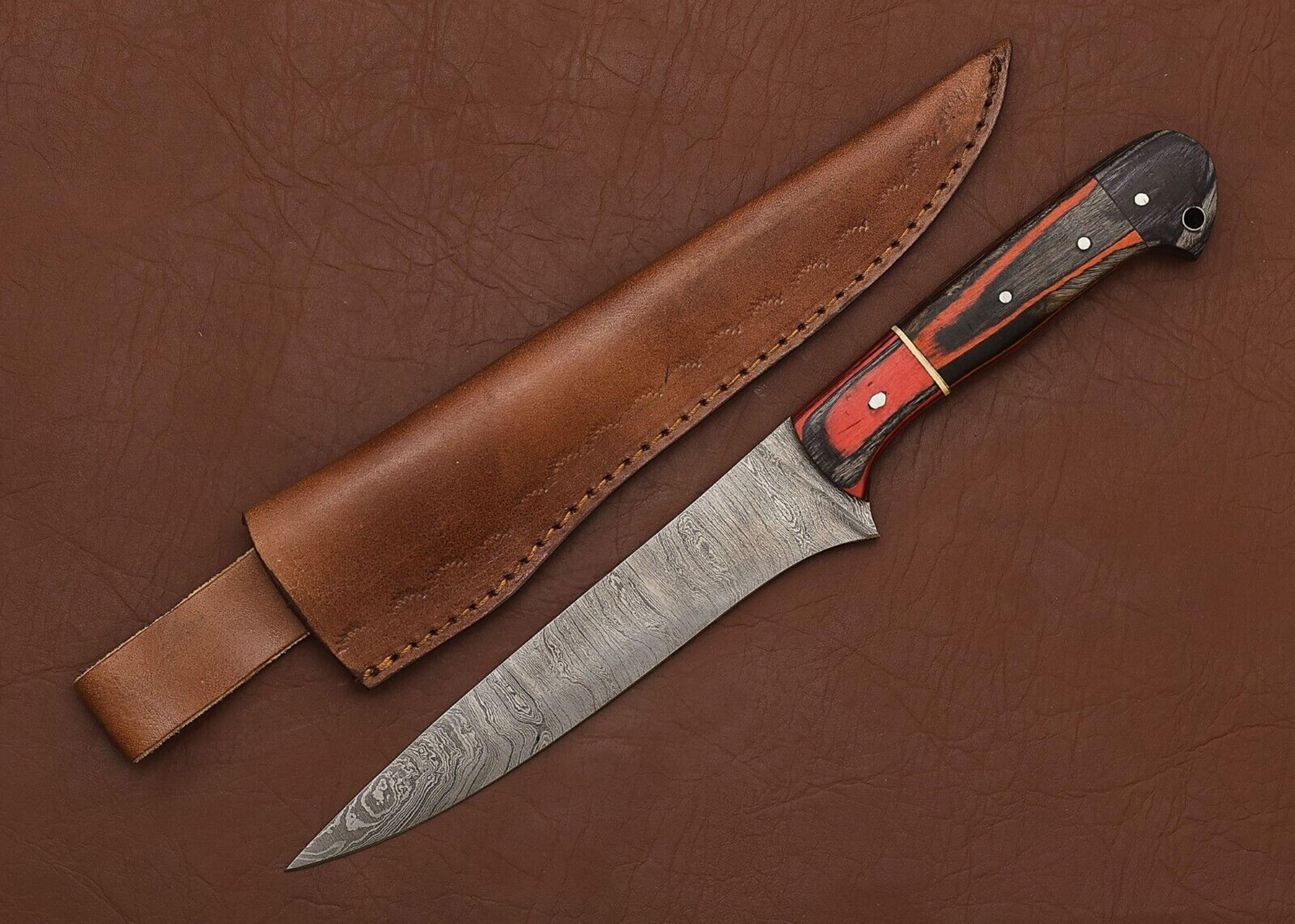 artisan handmade damascus kitchen knife – razor sharp blade with wood handle