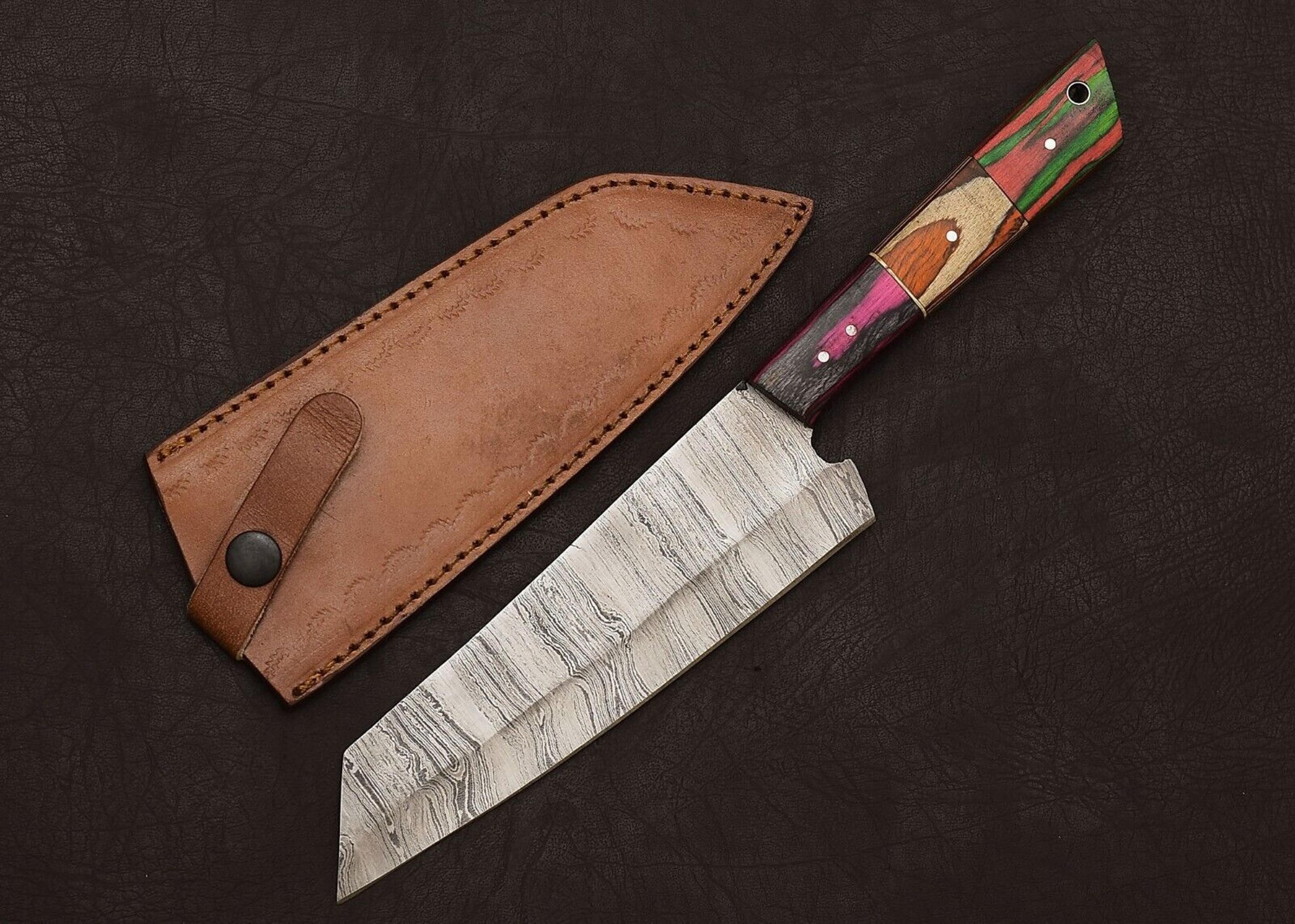 custom damascus fillet knife – handmade chef tool with wooden grip