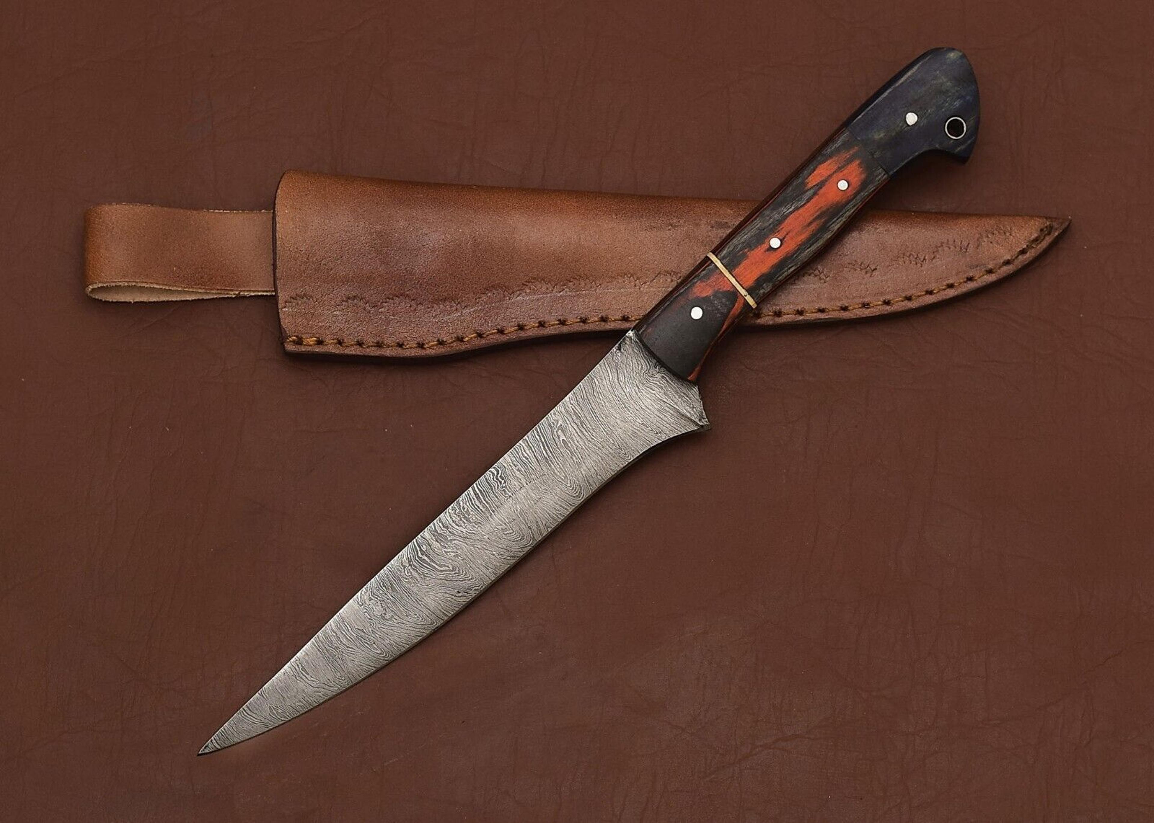 master crafted damascus steel knife – elegant wood handle & razor edge