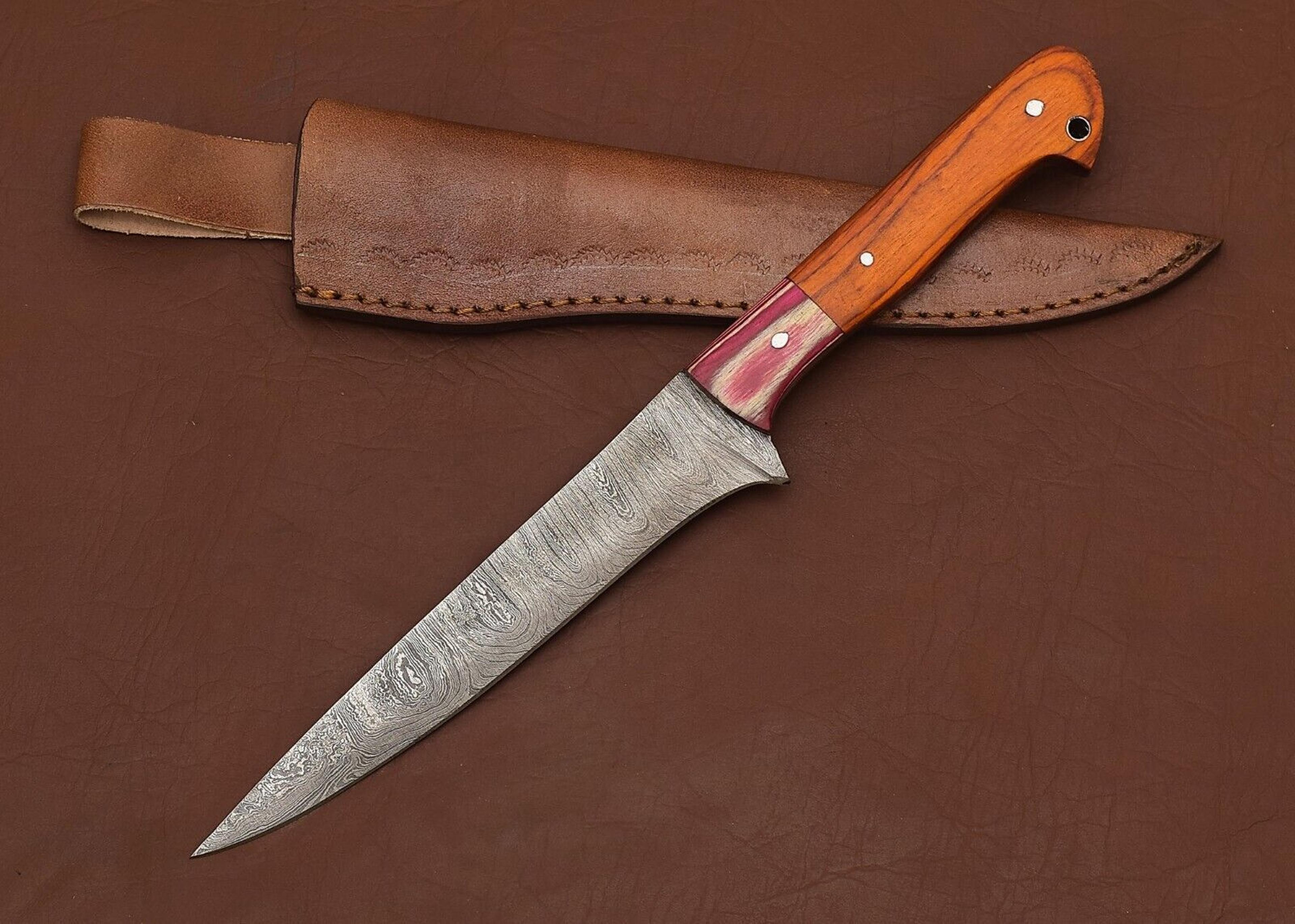 custom hand-forged damascus steel knife – perfect for chefs, hunters & campers