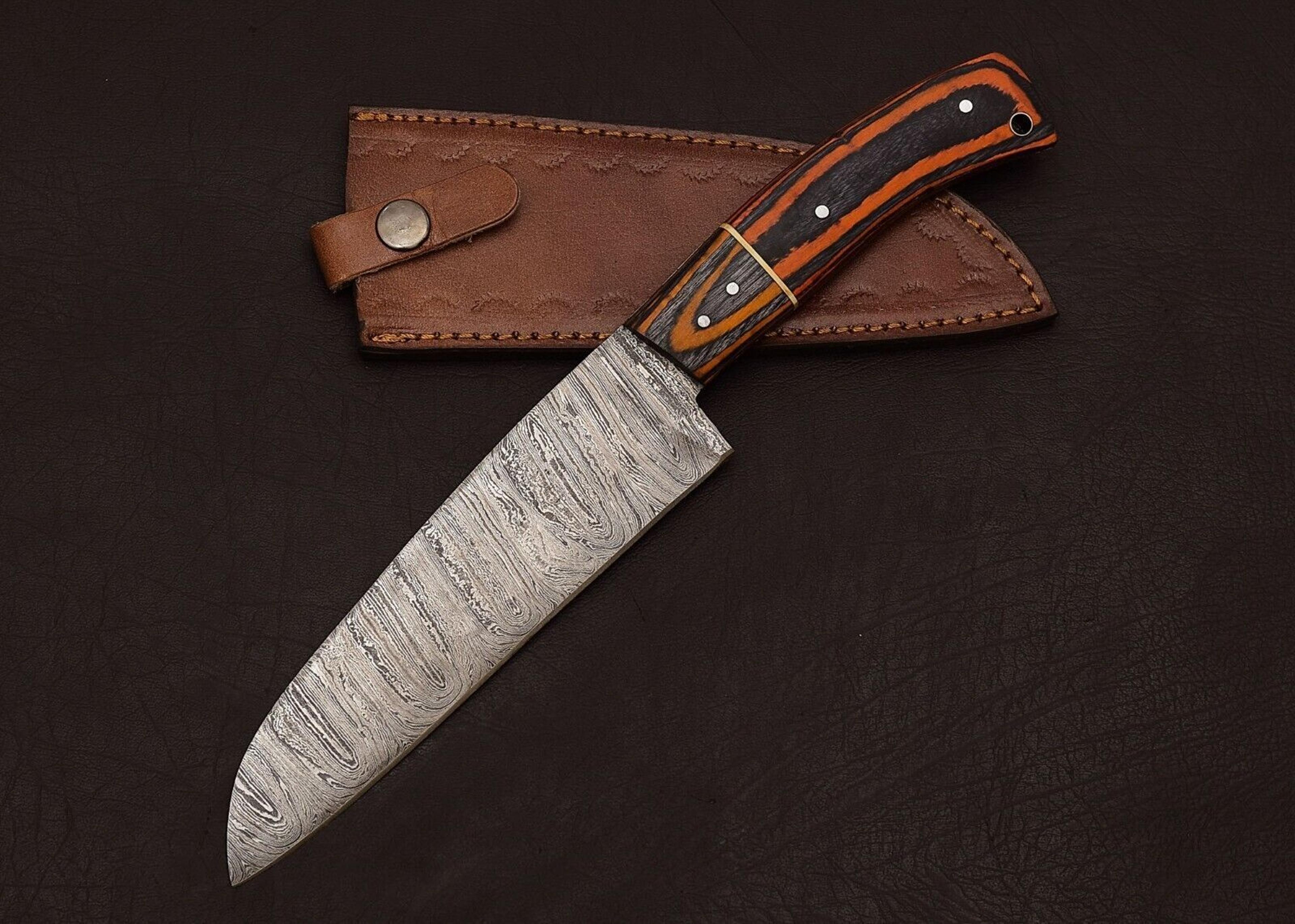 handcrafted damascus steel chef knife – 8" fillet blade with pakka wood grip