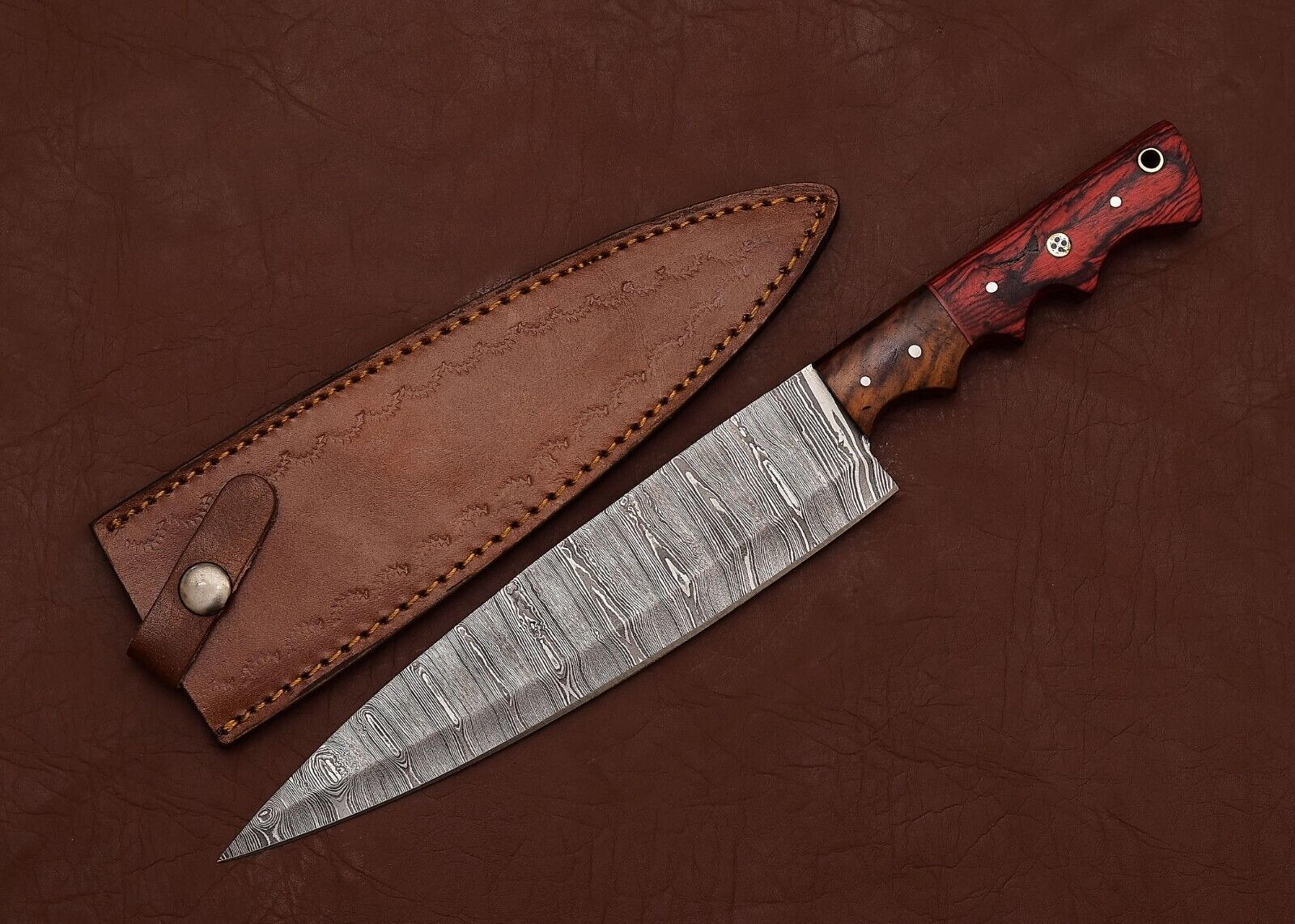 custom damascus steel fillet knife – razor sharp blade for kitchen or camping
