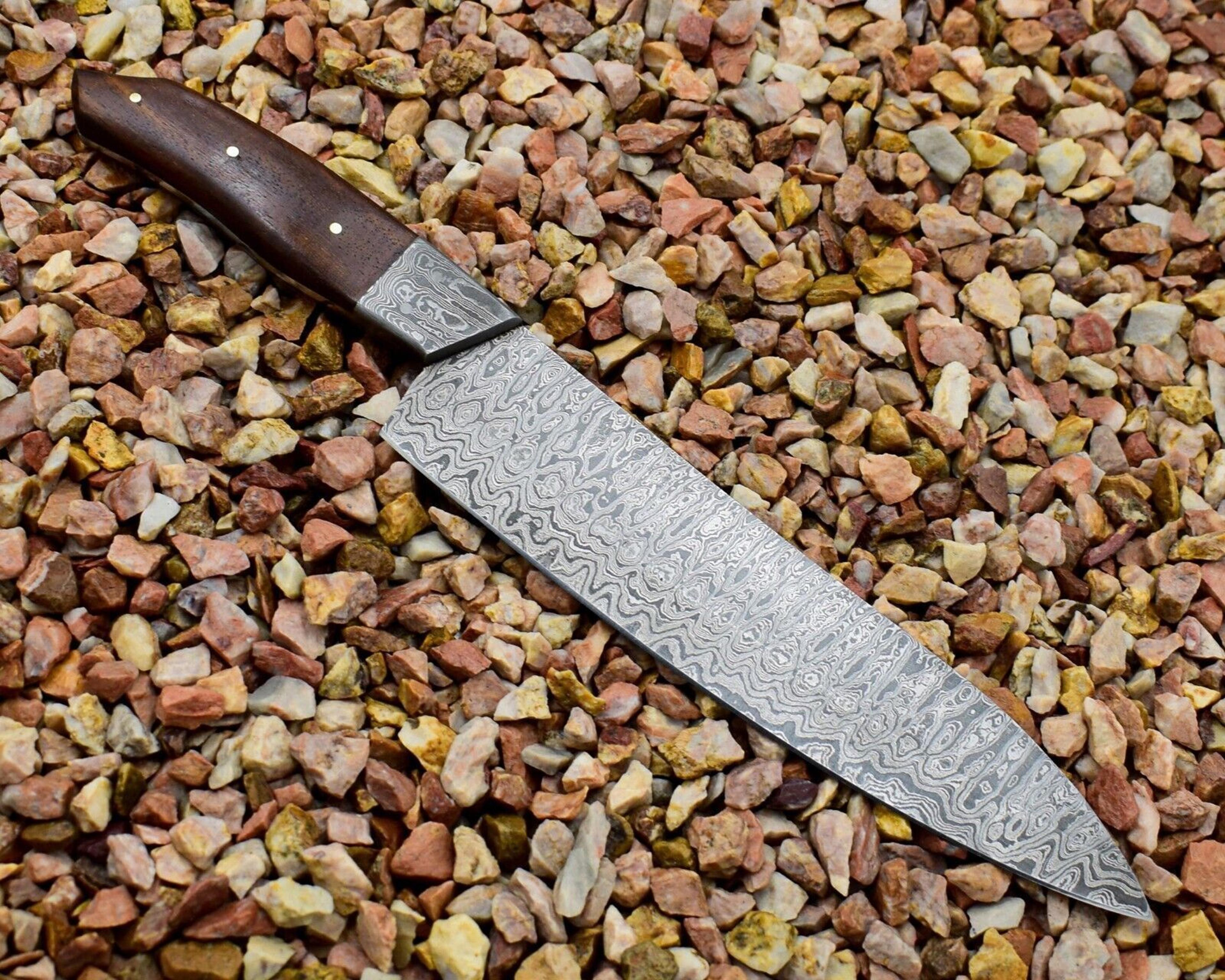 custom handmade damascus steel chef knife with exotic wood handle