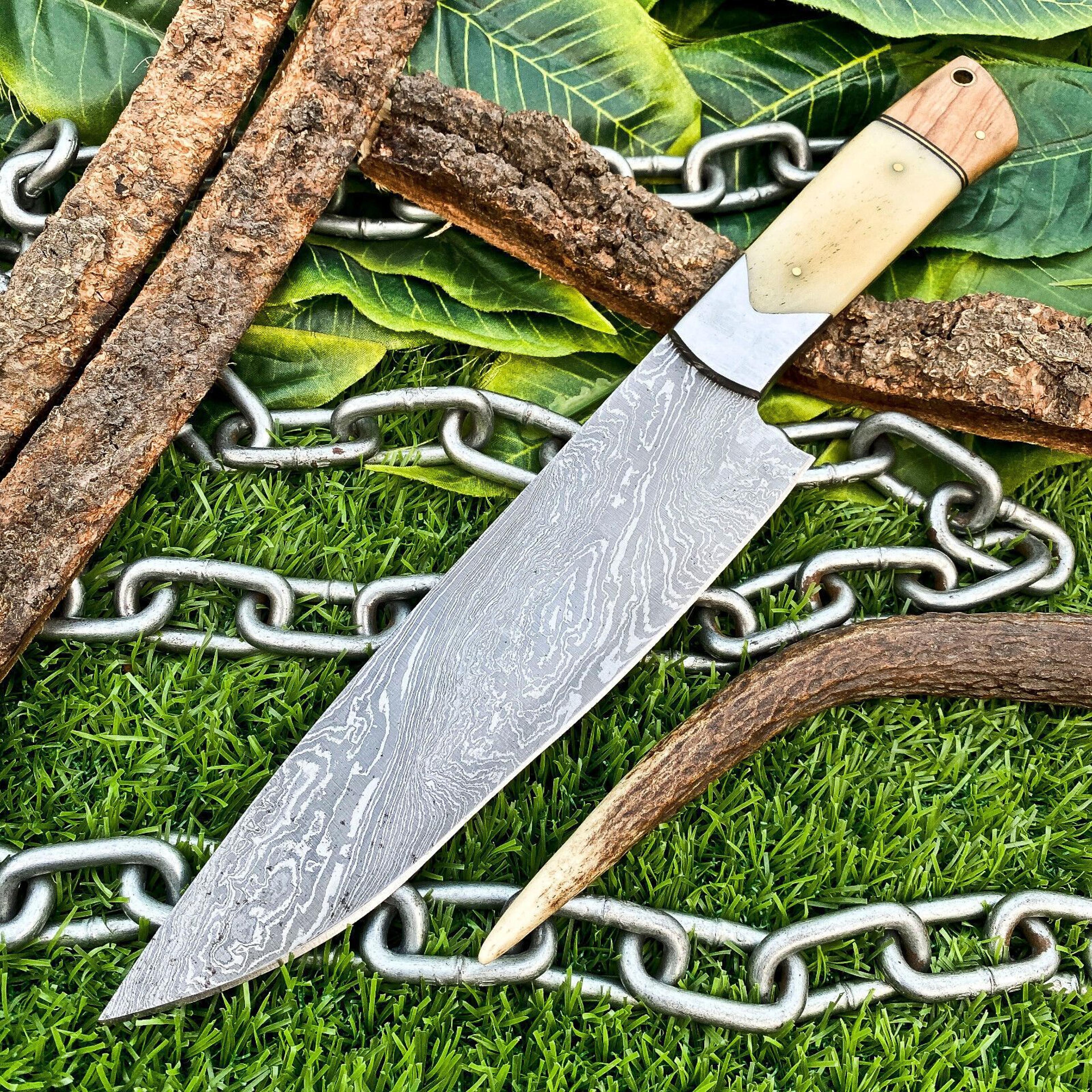 premium handmade damascus blade with walnut wood handle