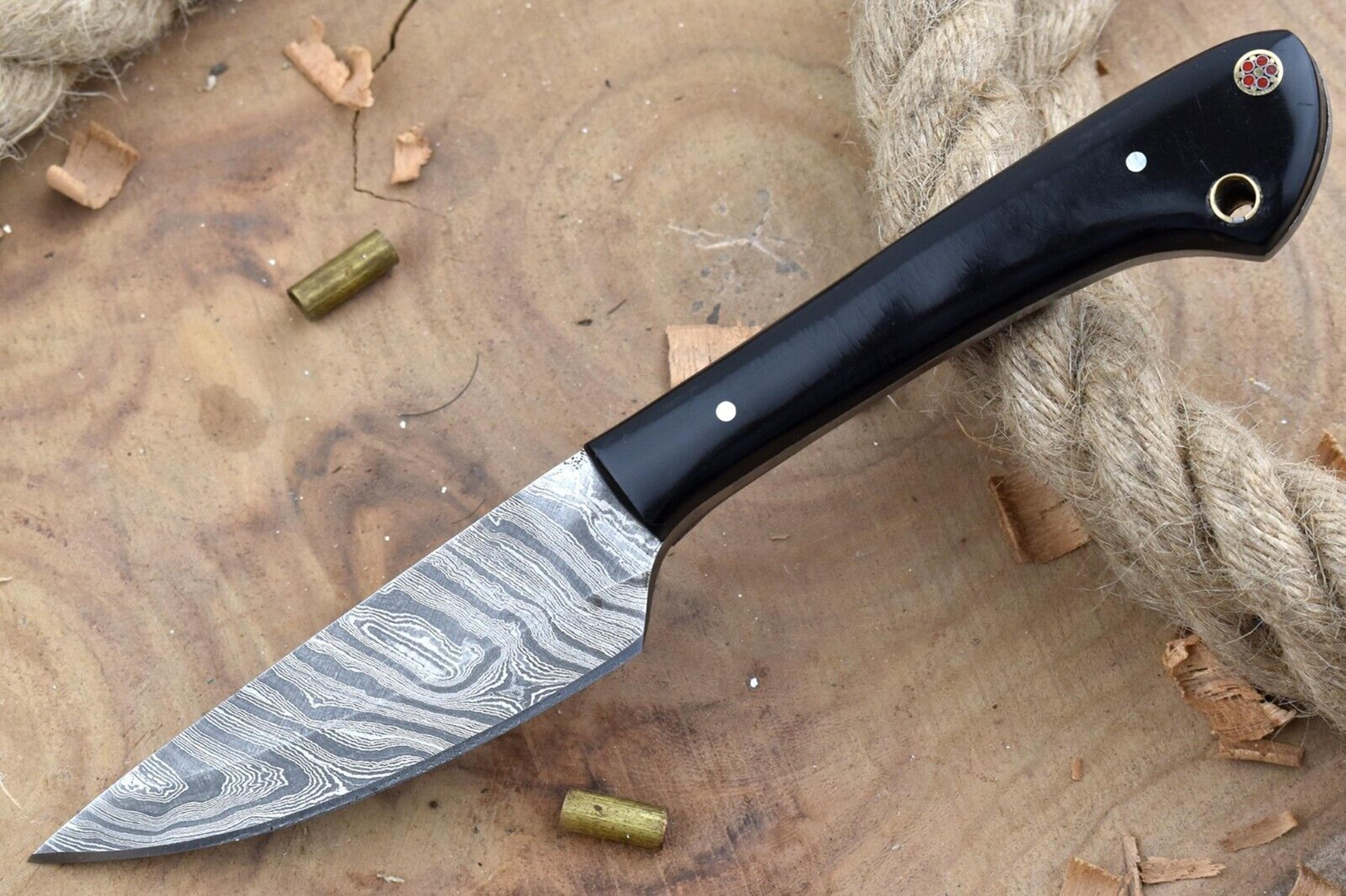 custom handmade damascus steel kitchen chef knife with black resin thappa handle