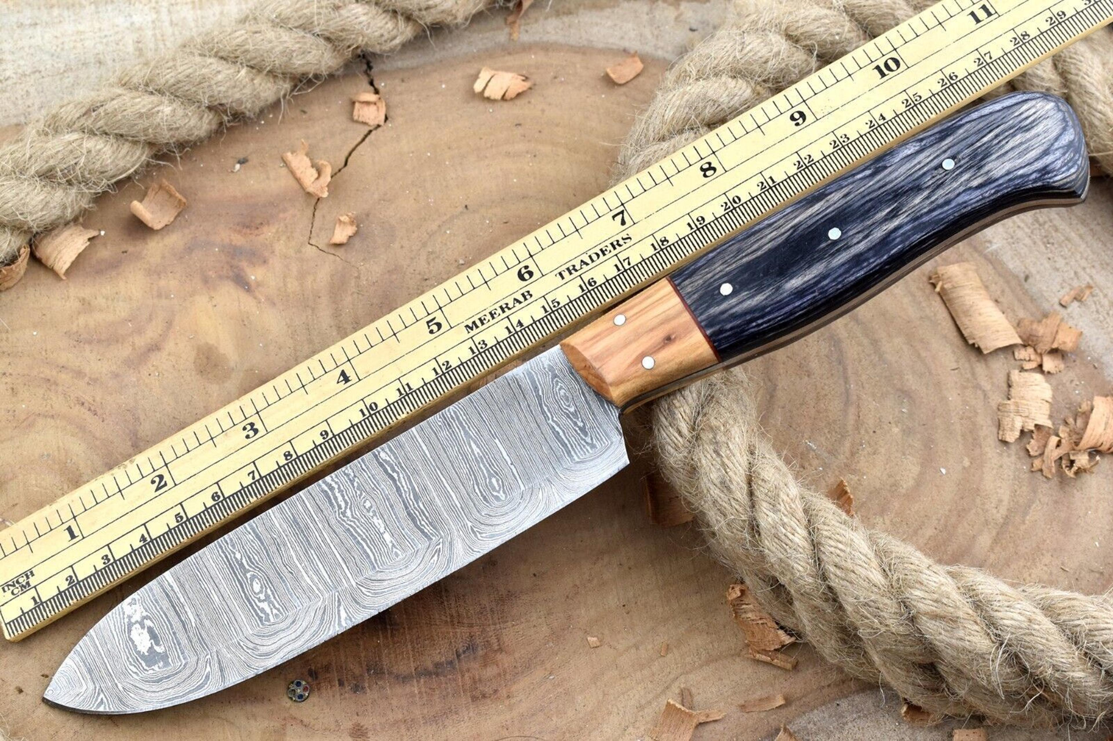 handmade damascus steel kitchen chef knife with black resin thappa handle