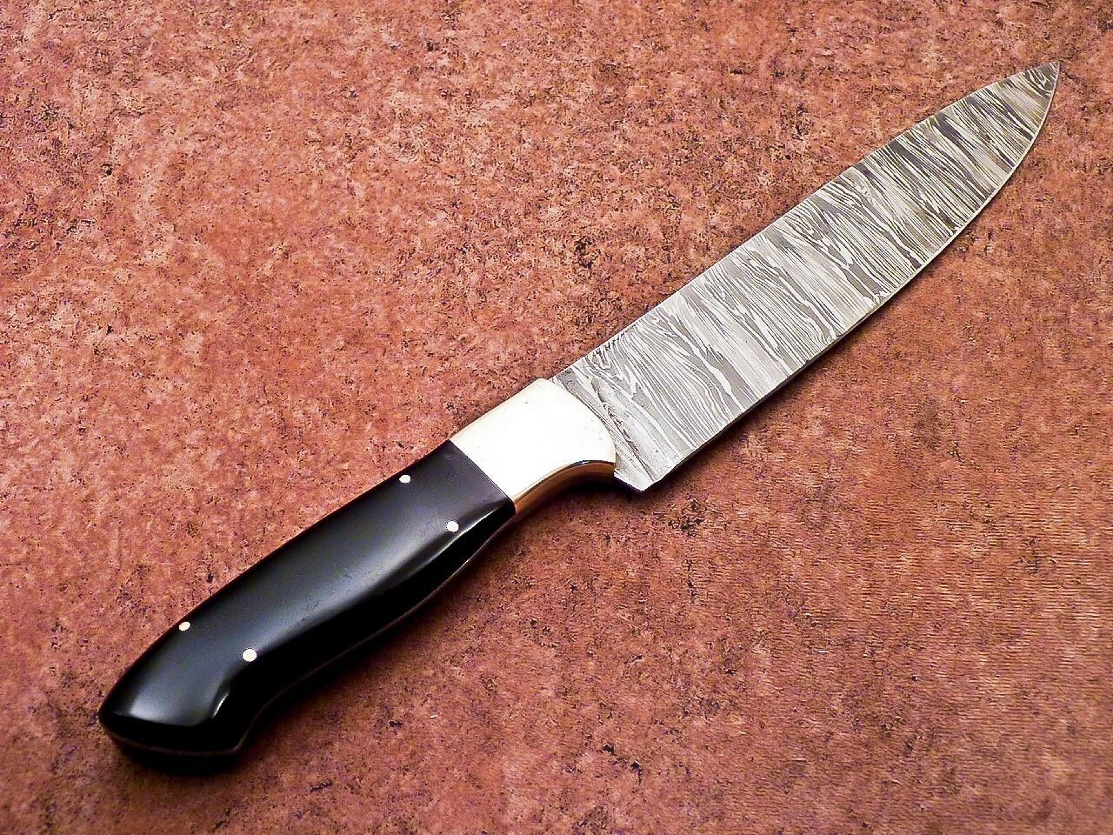 custom handmade damascus fillet knife | resin handle & sheath