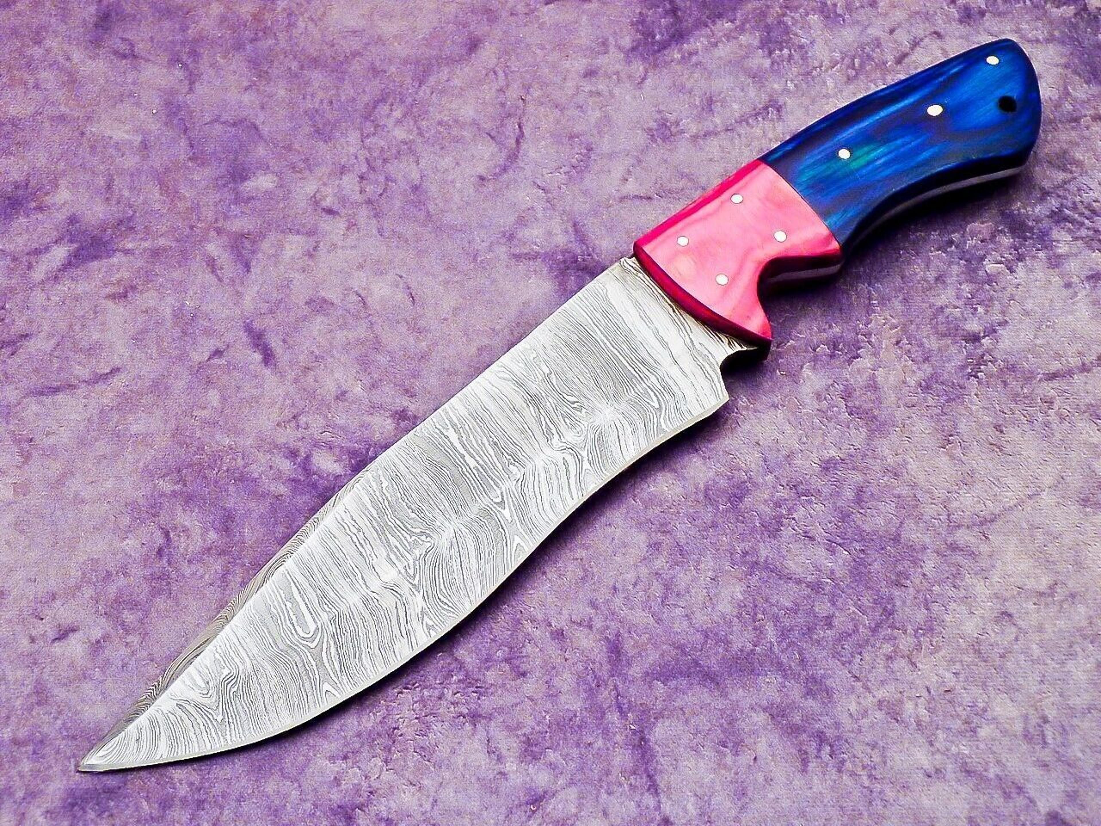 authentic damascus steel chef knife | custom wood handle knife with sheath