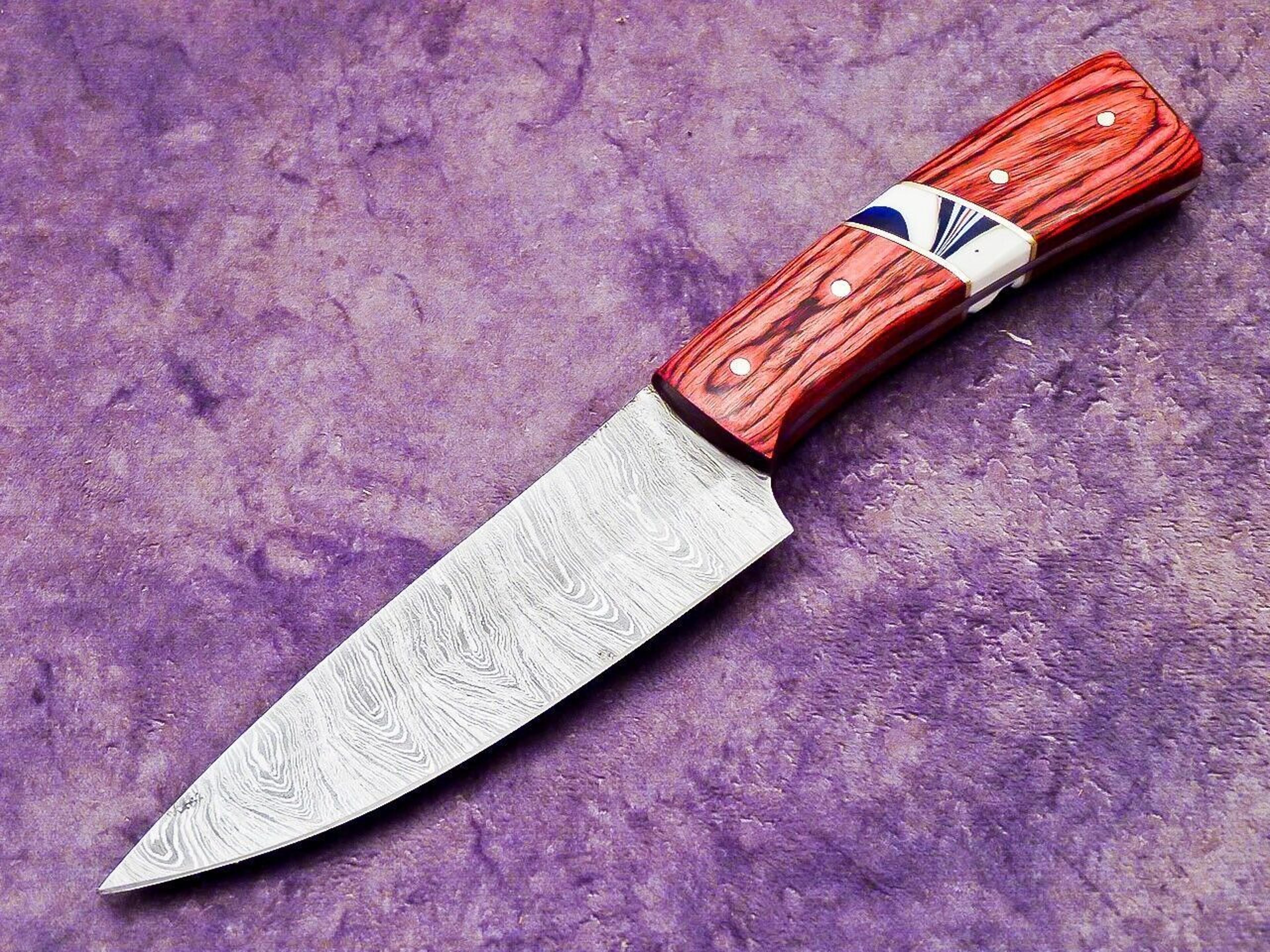 artisan damascus steel chef knife | handmade wood handle culinary knife