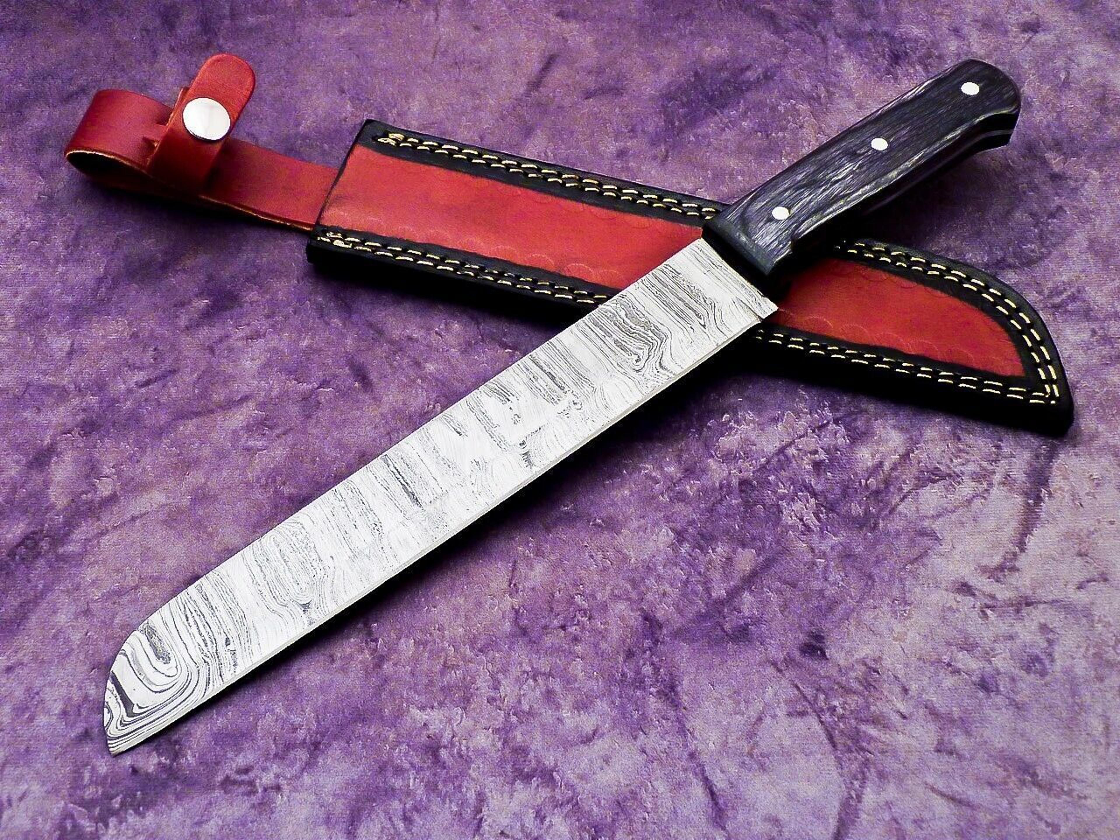 traditional damascus kitchen knife | hand forged blade with wood grip