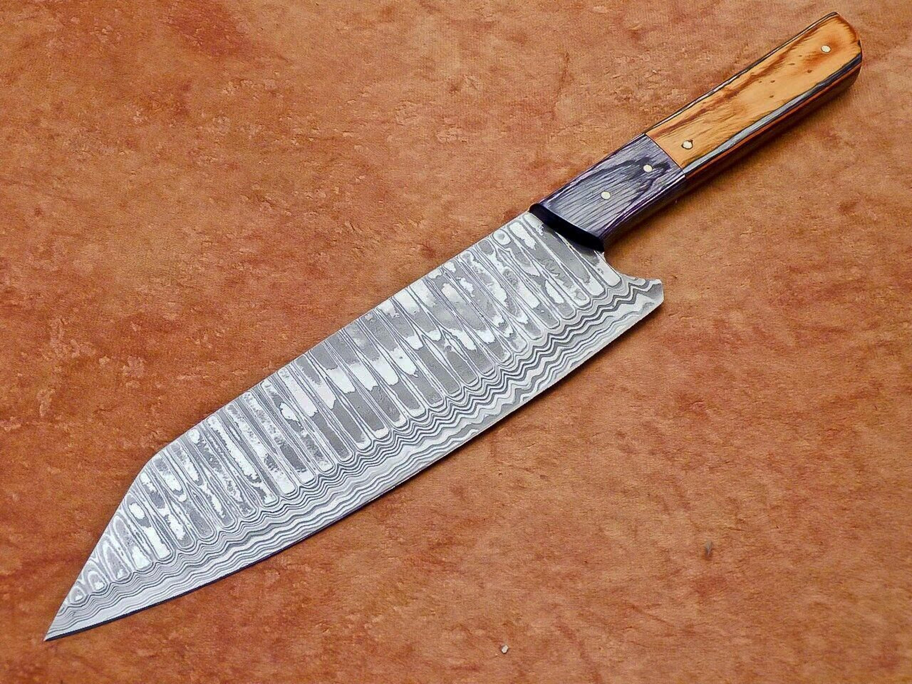 damascus steel cooking knife | handcrafted wood handle