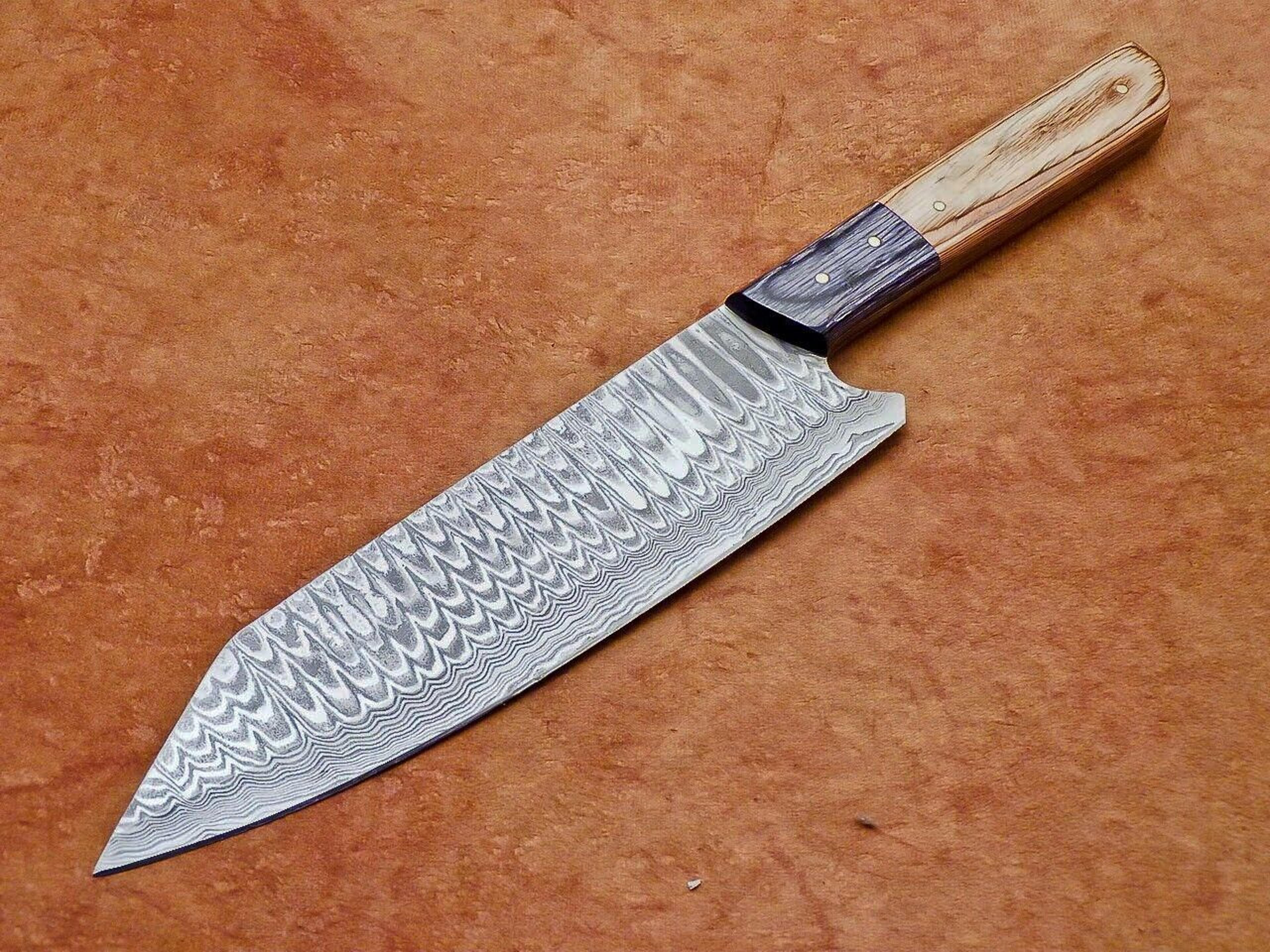 custom handmade damascus knife | wood handle chef knife