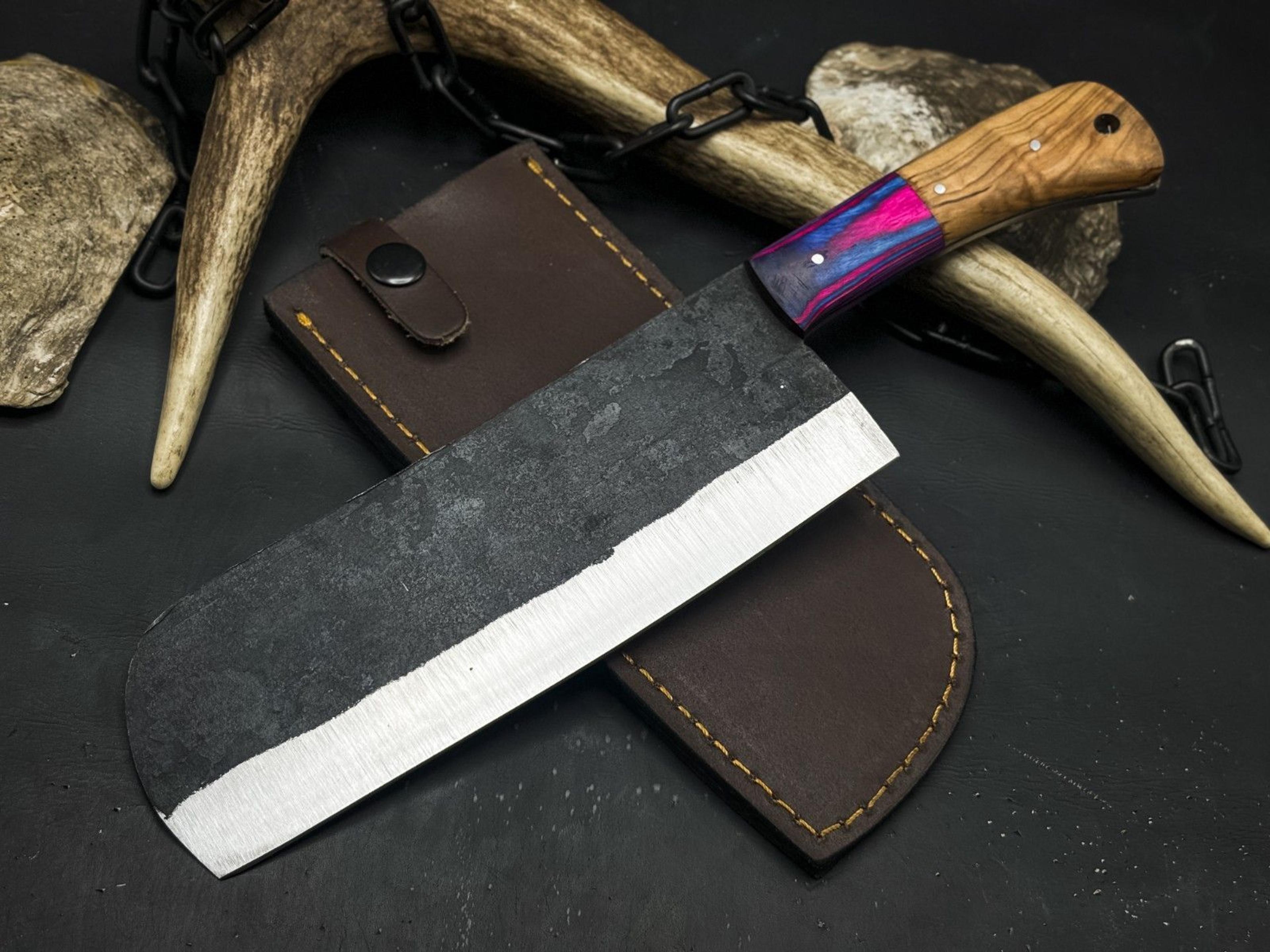 hand made damascus kitchen knife | resin handle professional chef knife