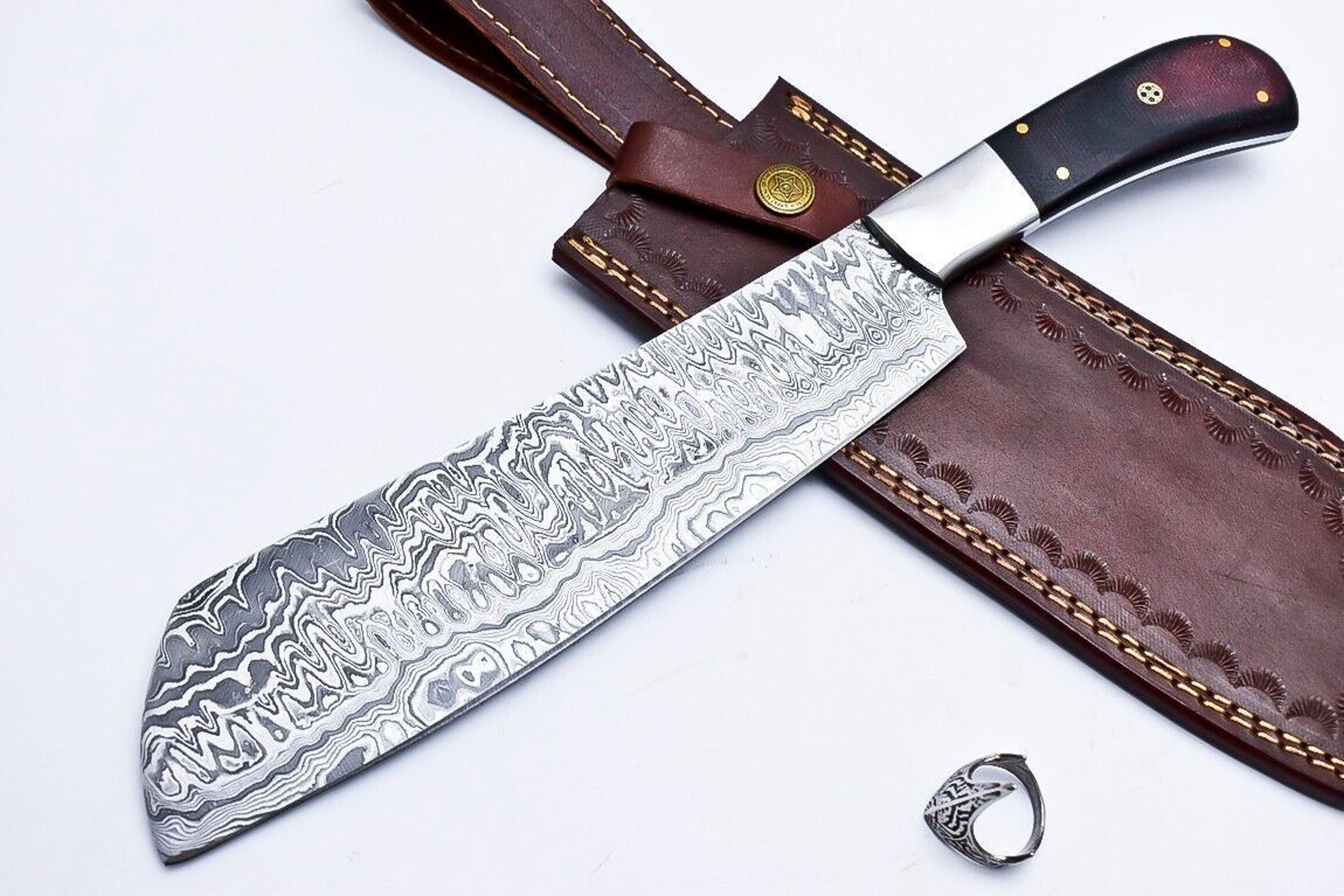 handmade kitchen knife | forged damascus steel with micarta handle