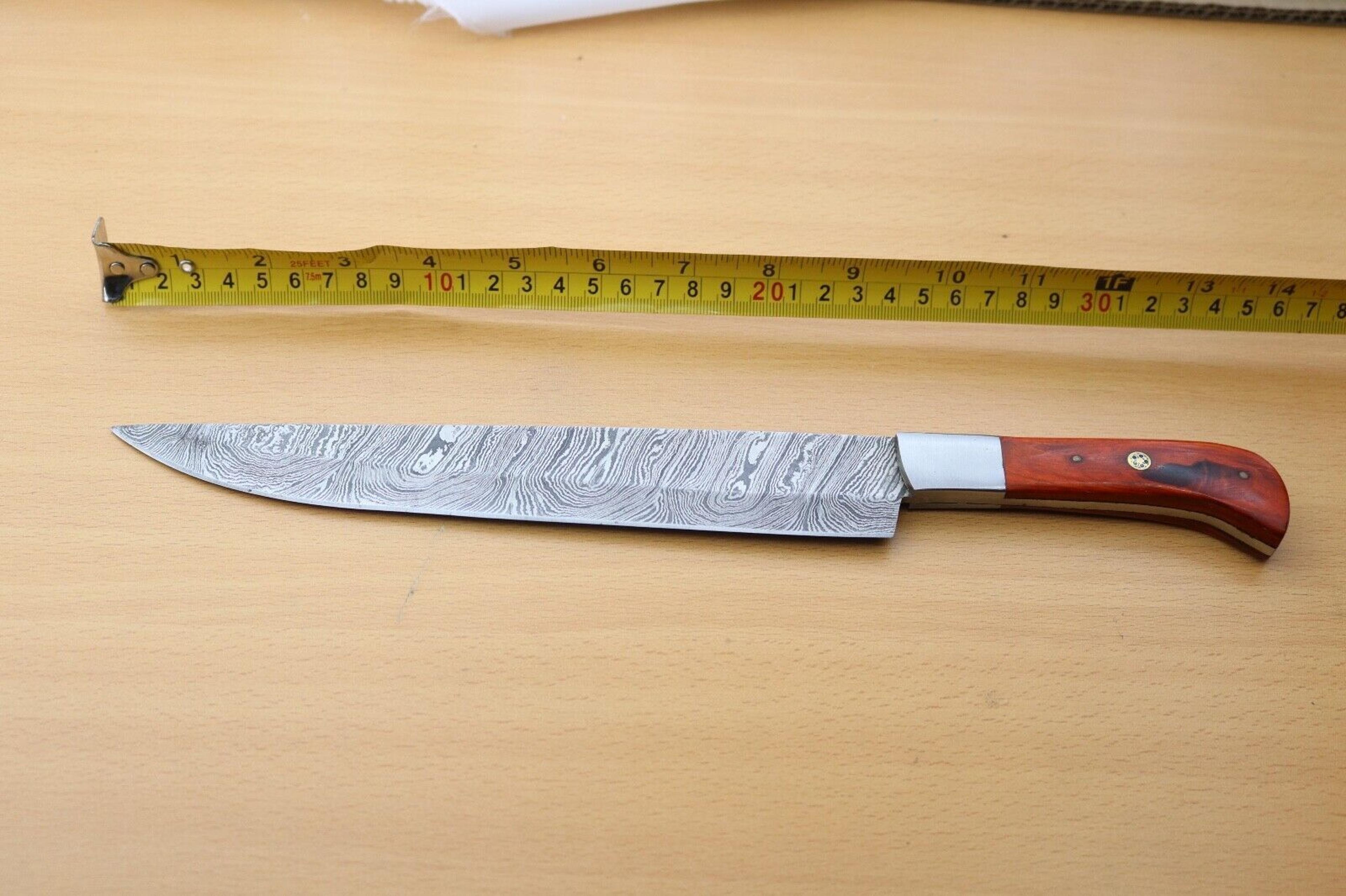 custom handmade damascus steel hunting & camping knife with wooden handle and sheath