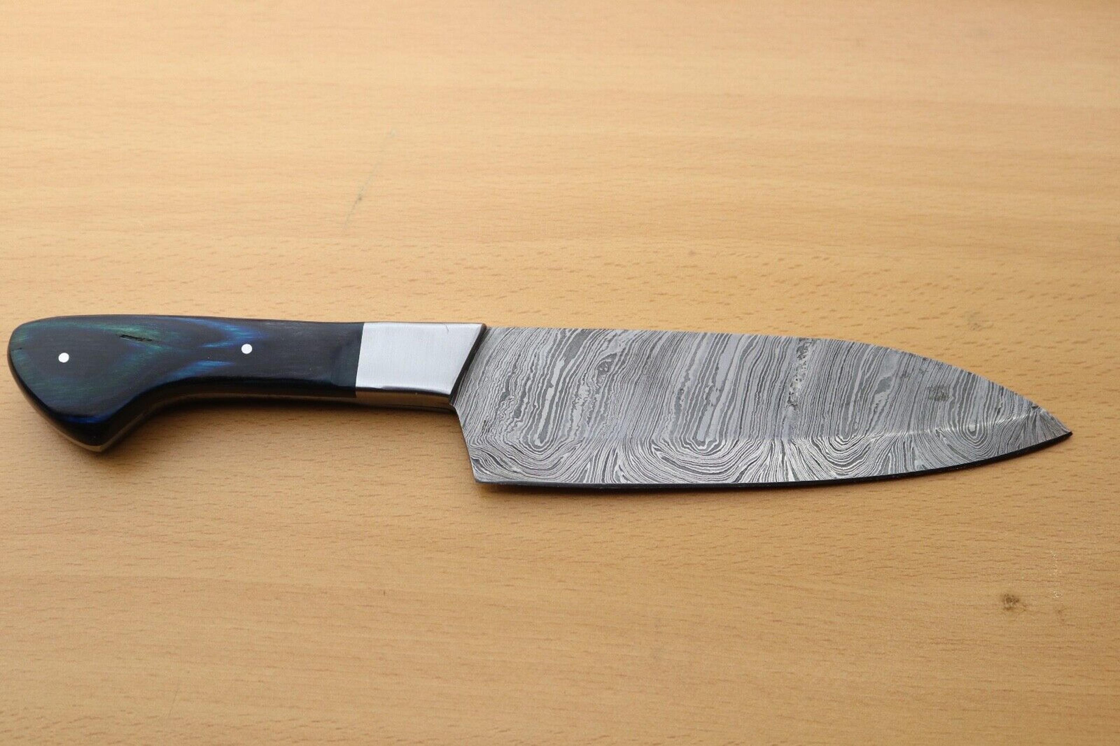 custom forged damascus hunting knife | pure wood handle knife
