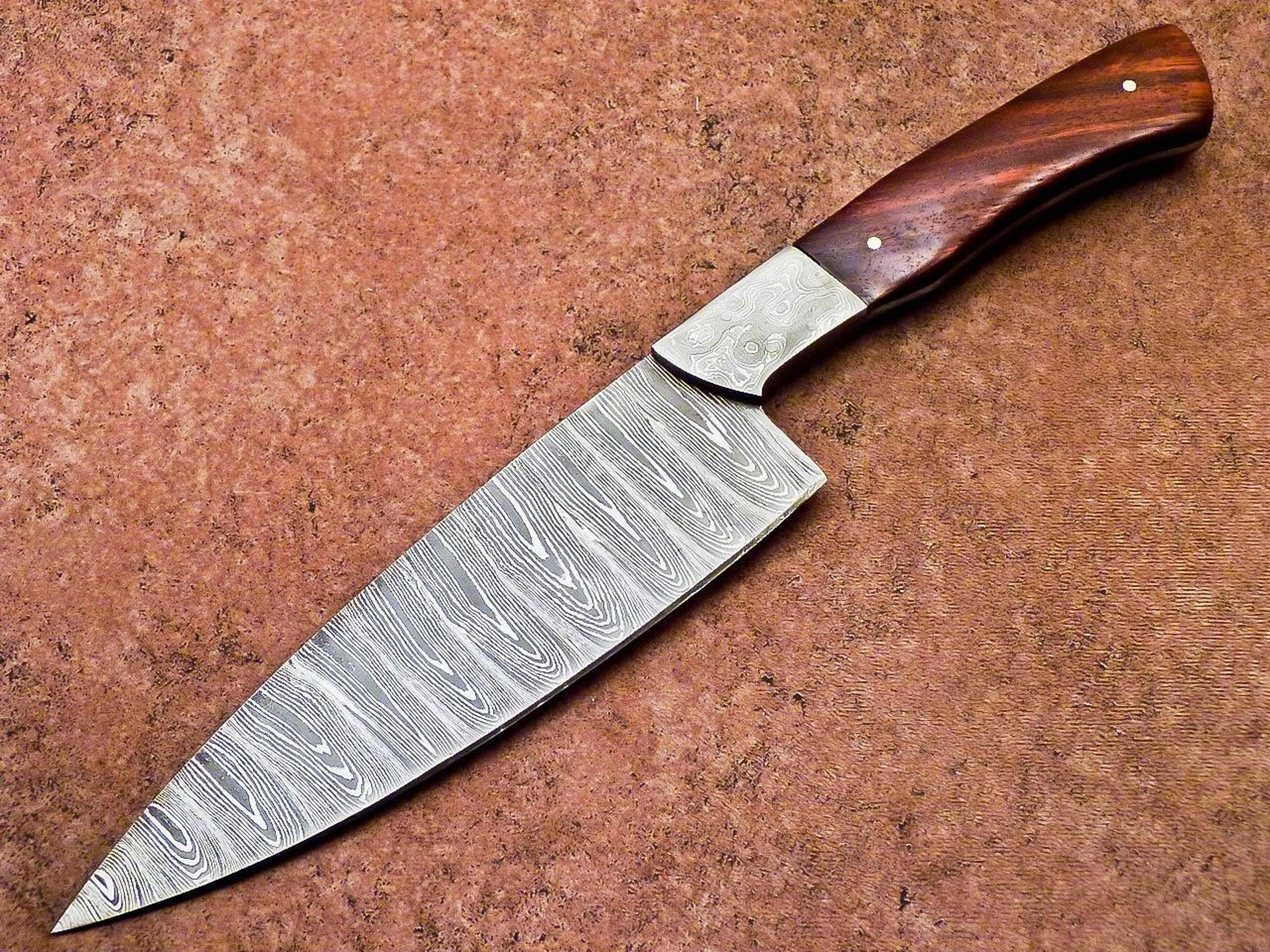 custom damascus chef & hunting knife | hand forged outdoor knife