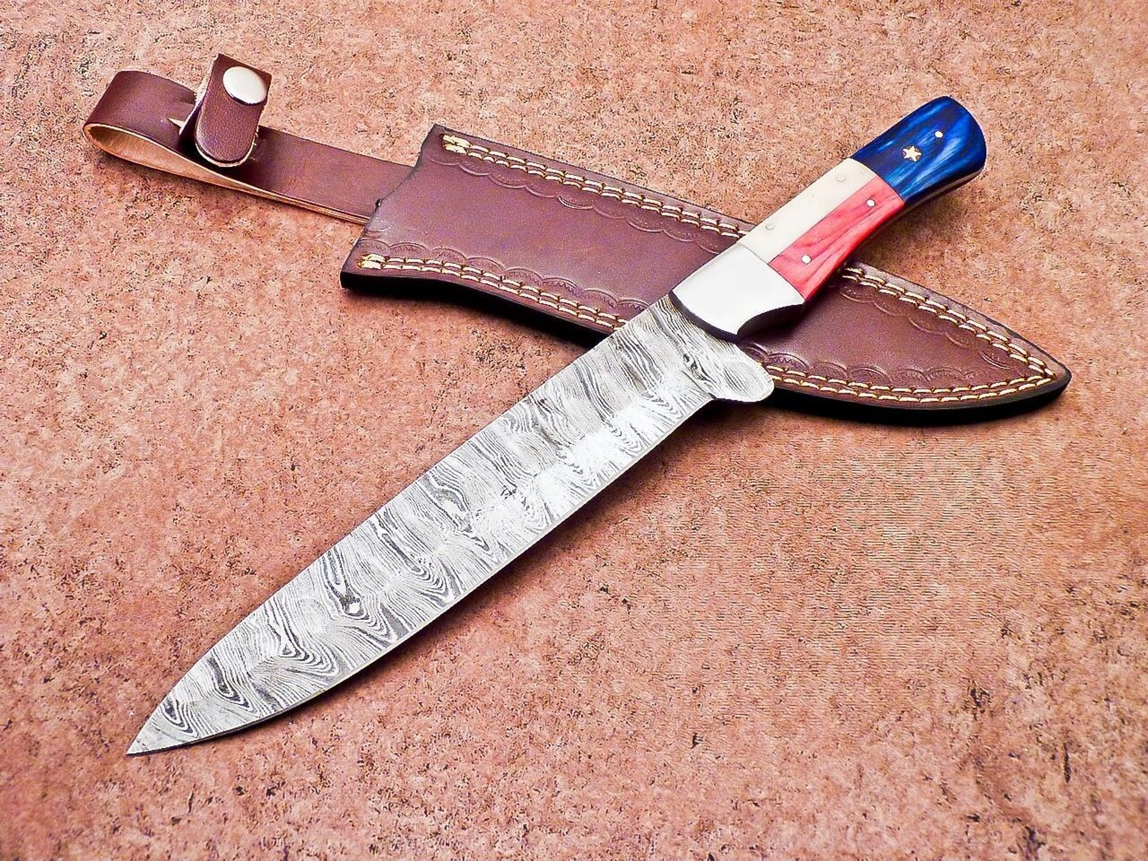 rustic handmade damascus steel knife | hunting & camping essential
