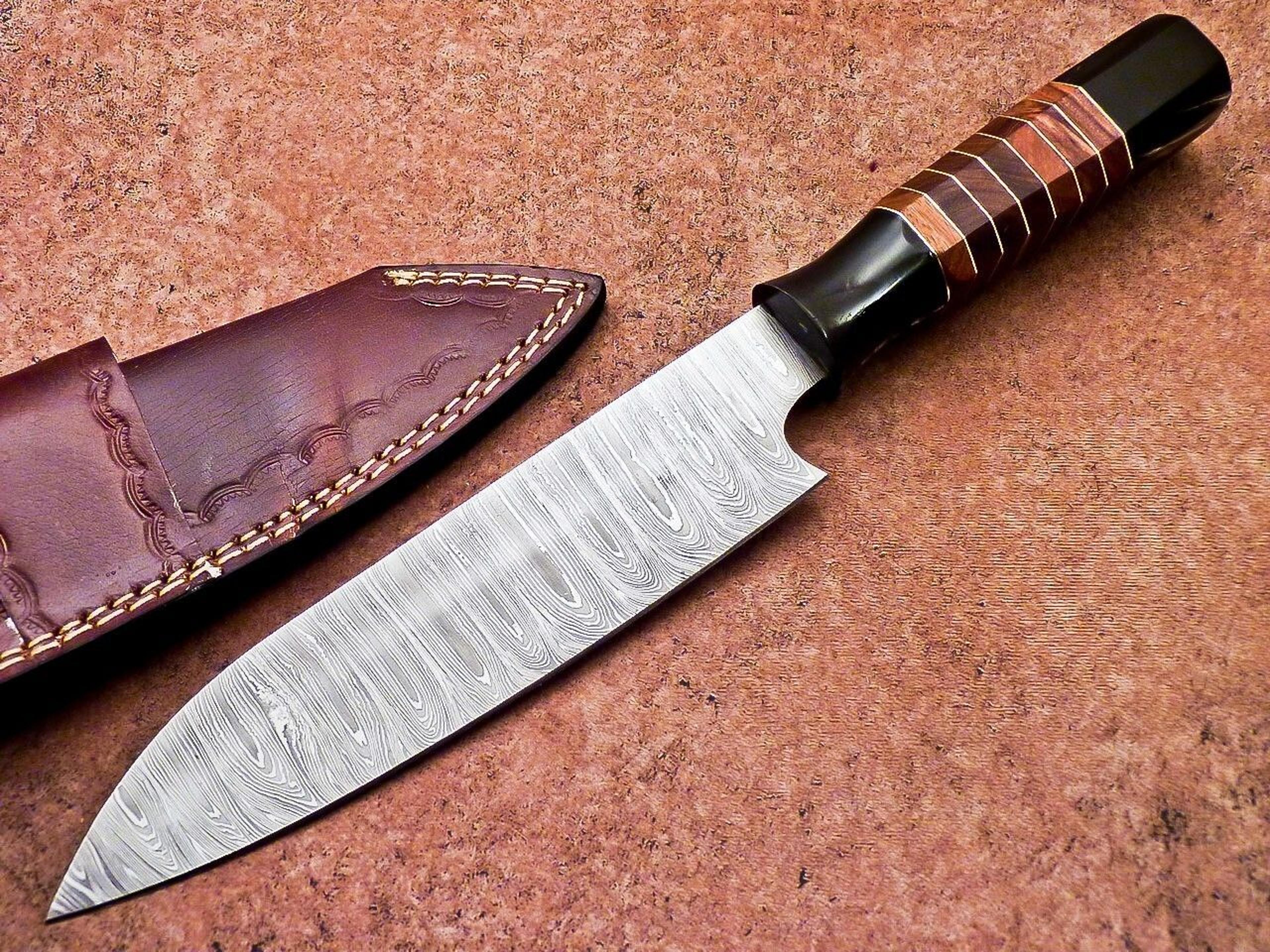 custom hand forged damascus knife | chef & hunting knife gift