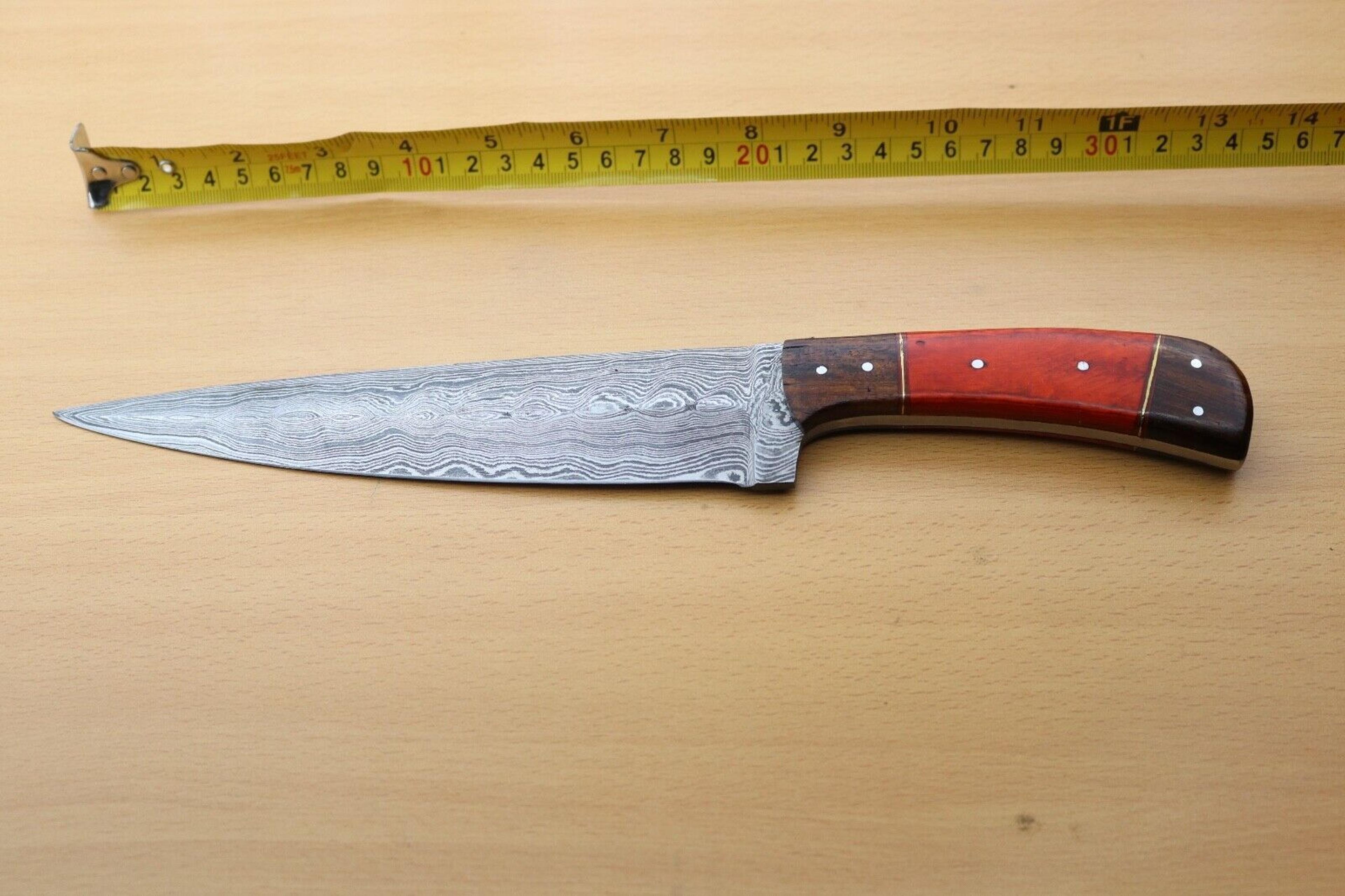 premium damascus hunting knife | handcrafted wood handle knife