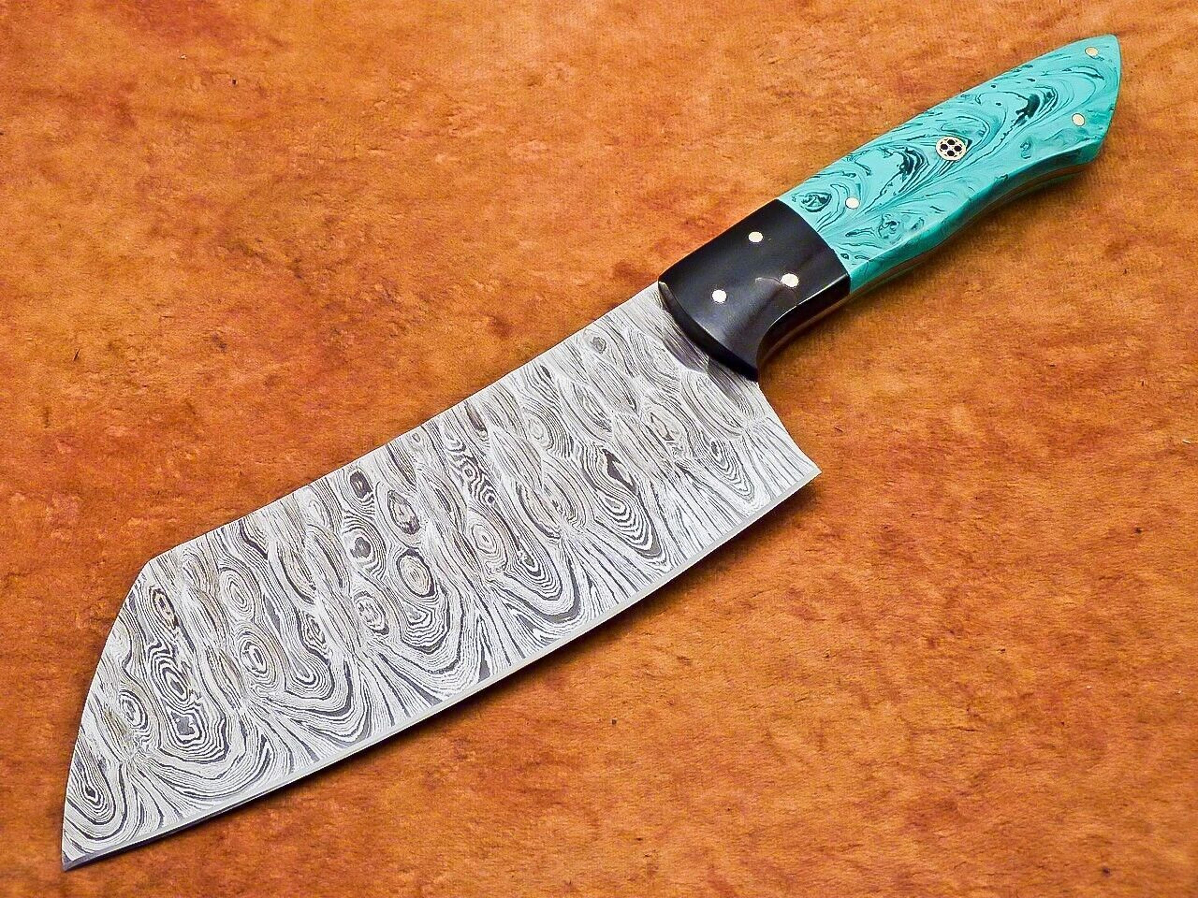 custom handmade damascus chef cleaver | professional kitchen chopper knife