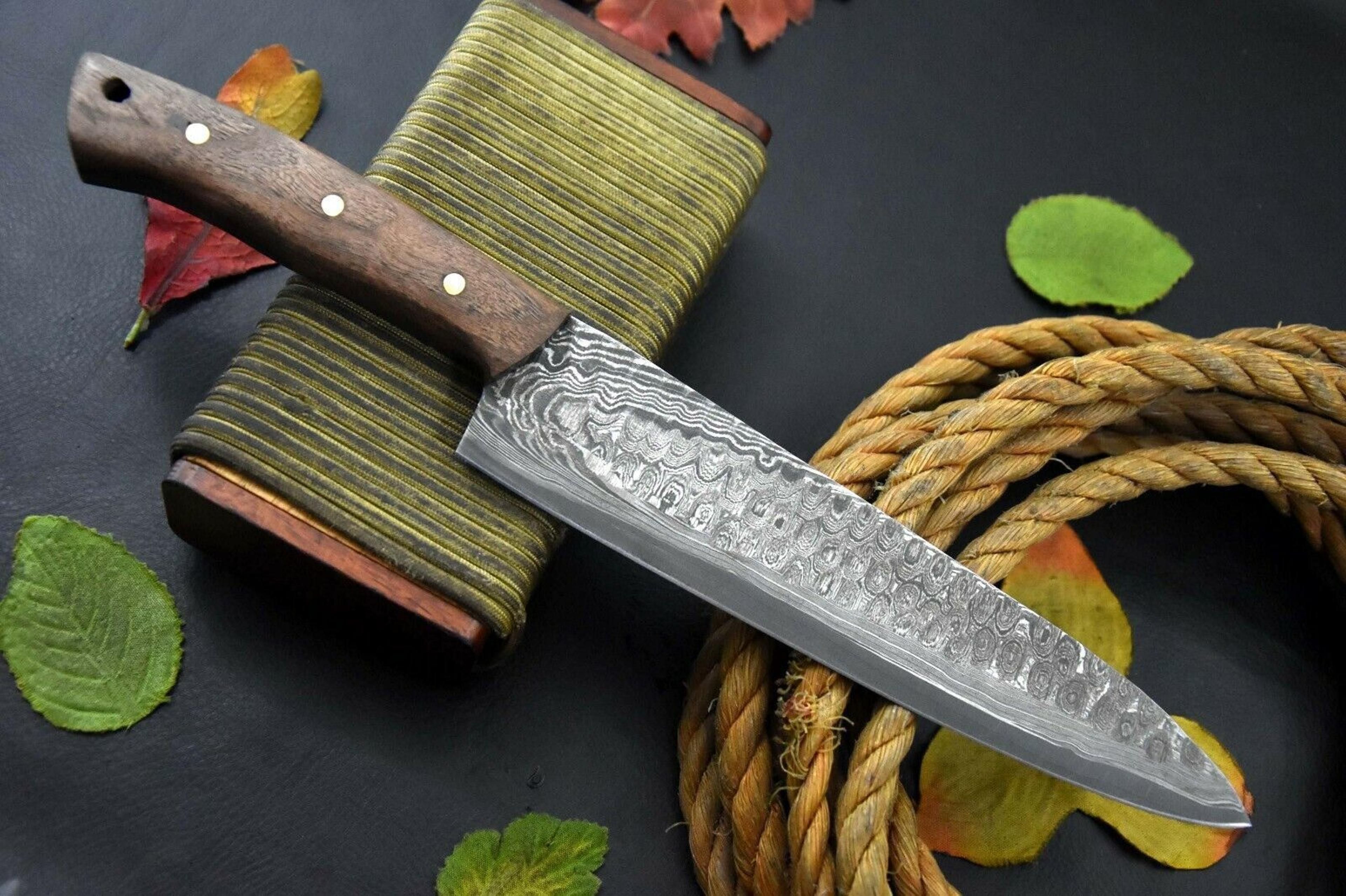 custom forged damascus steel chef knife | kitchen knife wood handle