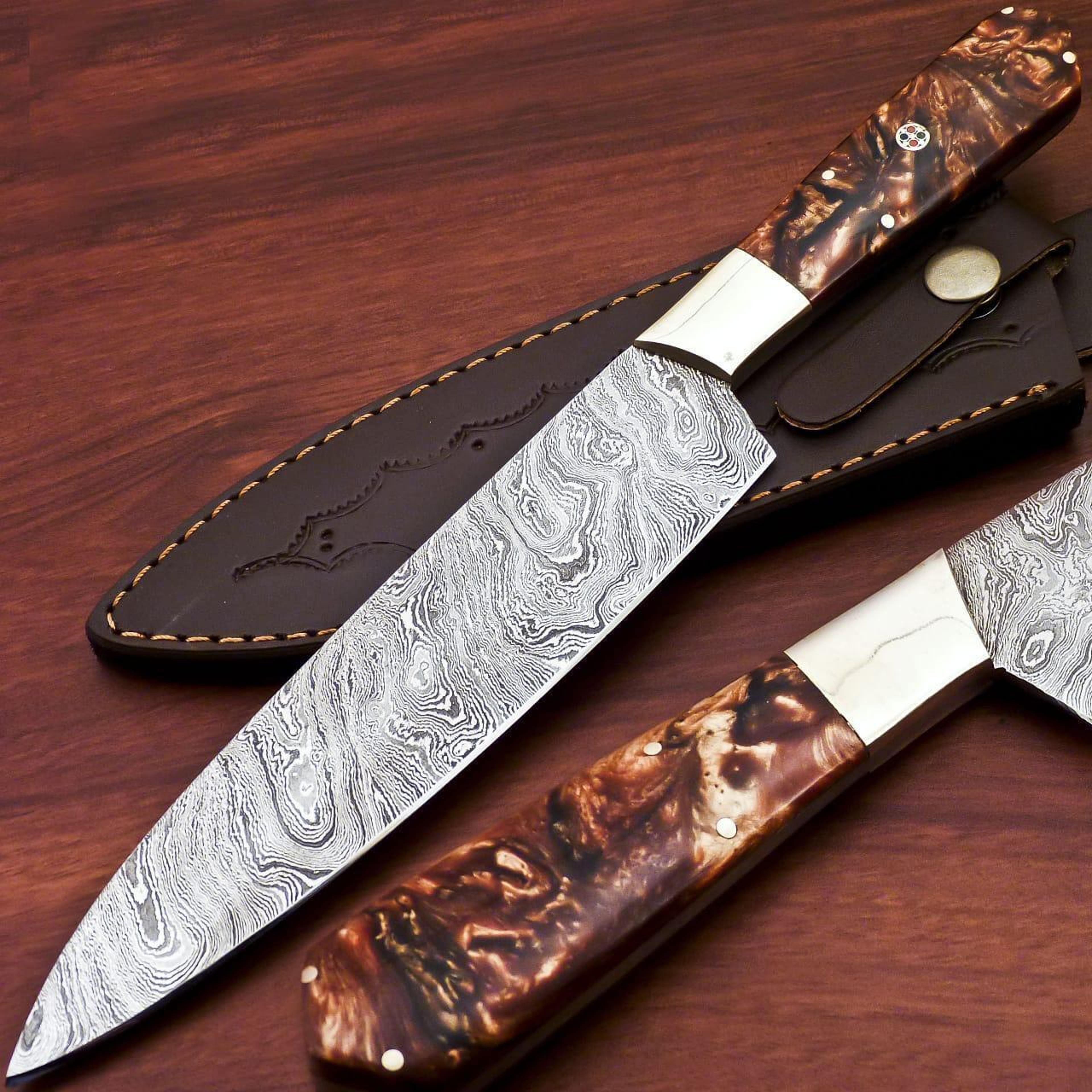 12 inch damascus steel kitchen knife | professional chef knife hardwood grip