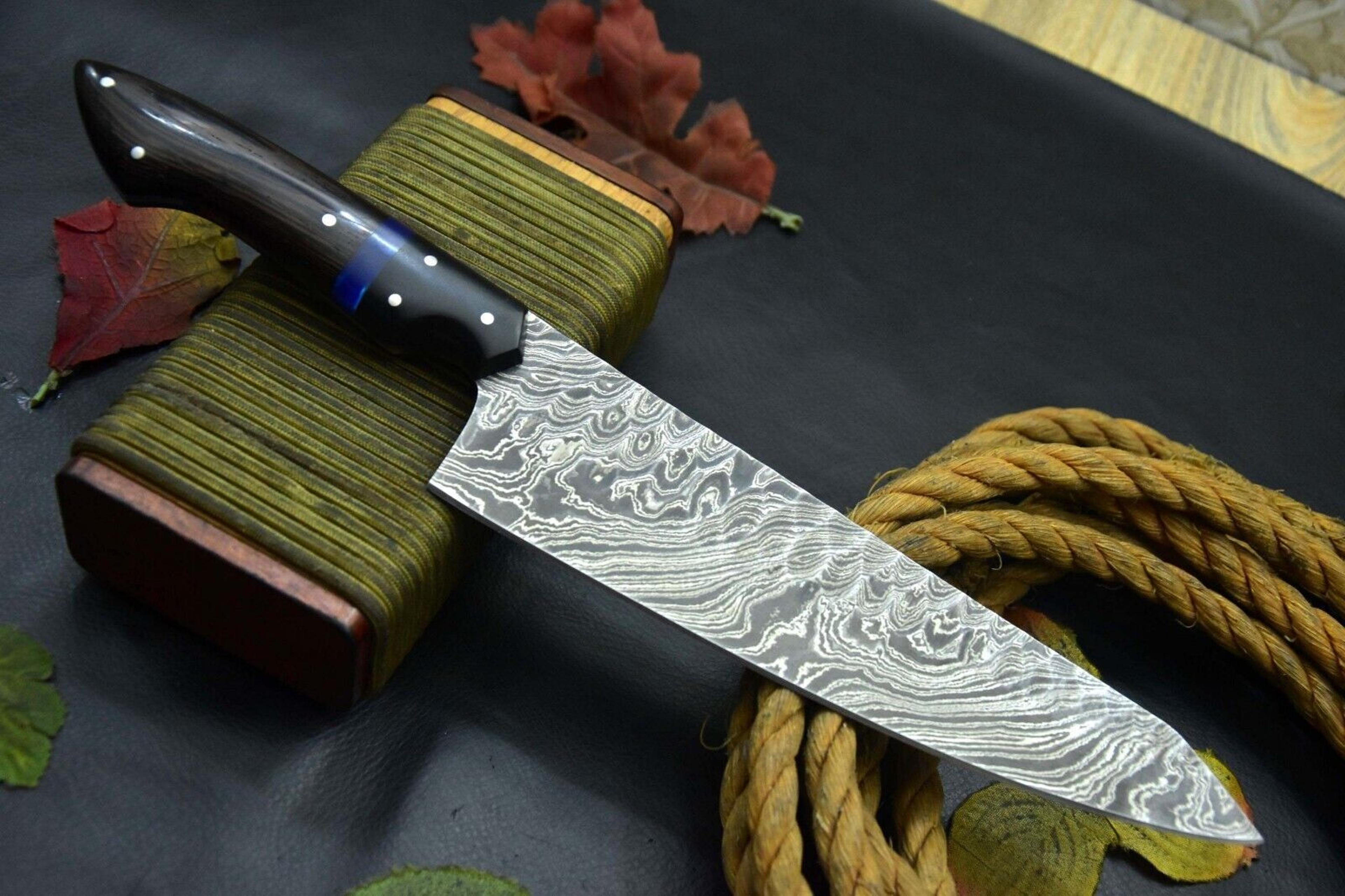 hand forged 12 inch damascus chef knife | premium hardwood handle knife