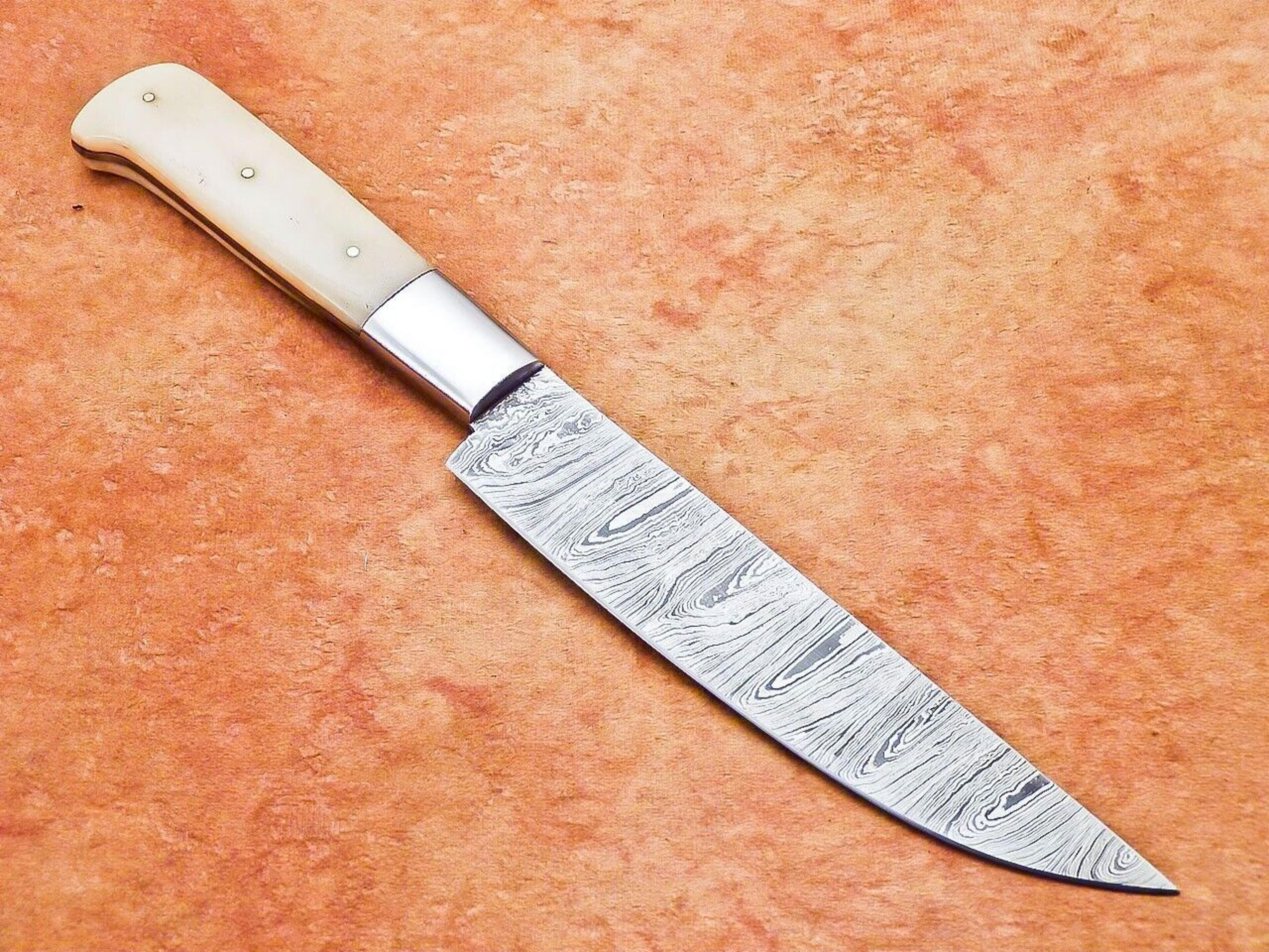 12" handmade damascus steel chef knife with camel bone handle