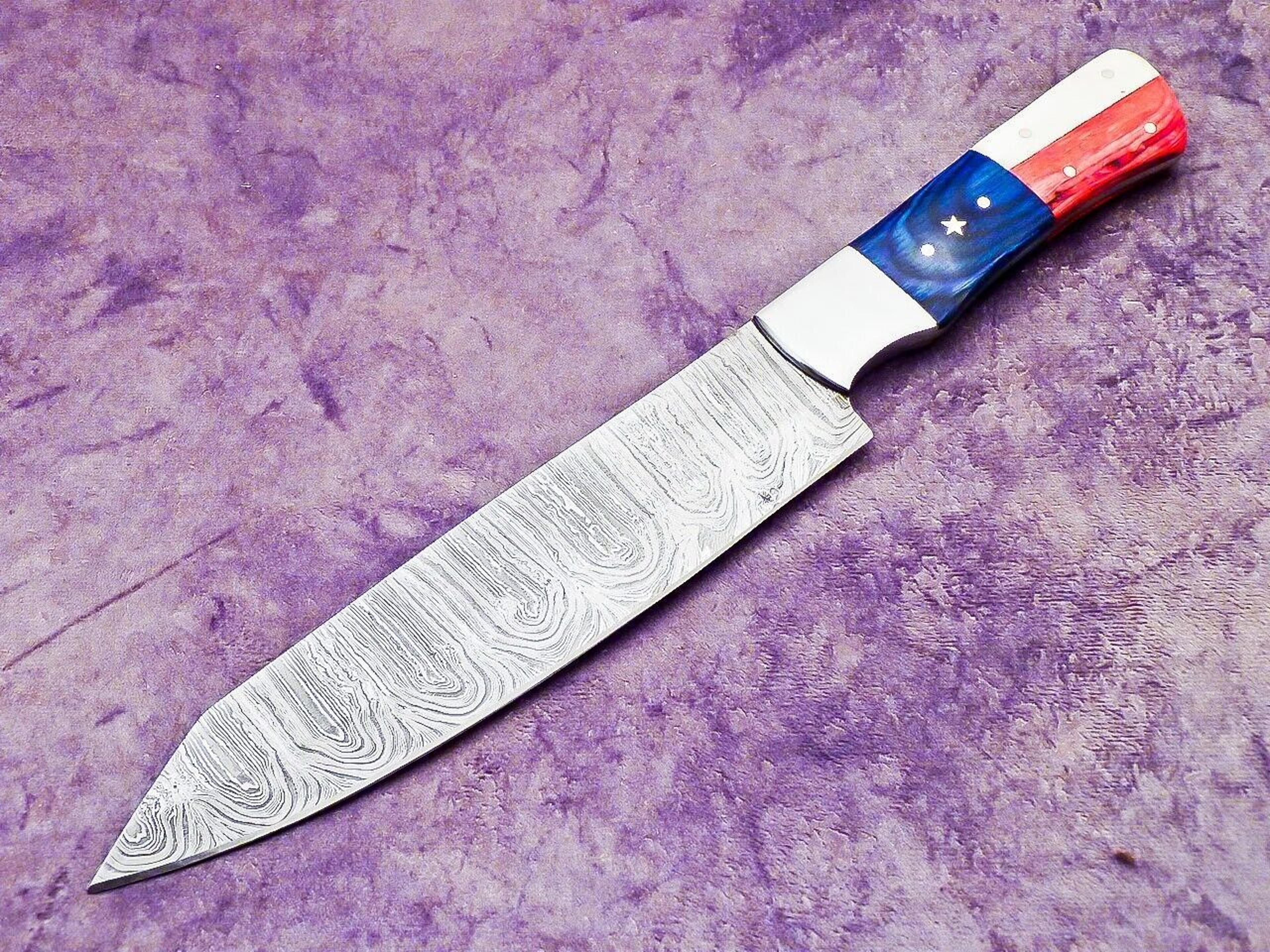 hand forged damascus steel kitchen chef knife | 12 inch blade bone handle