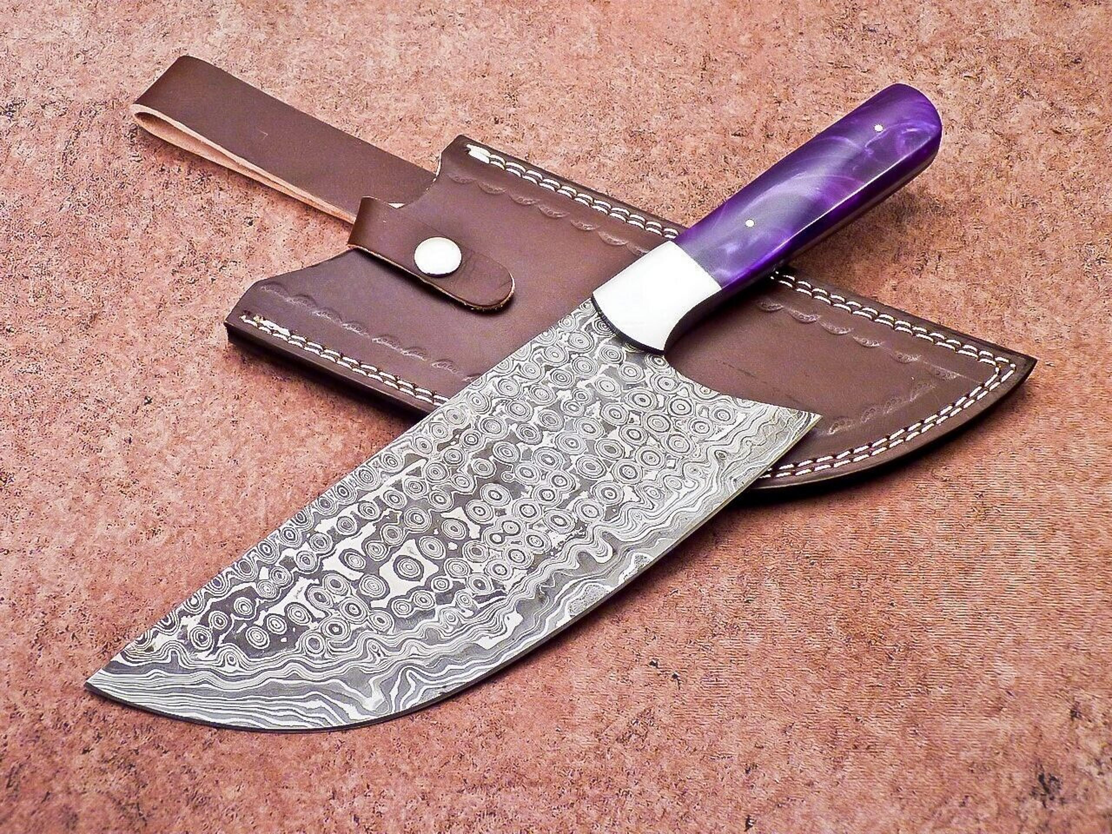12" damascus steel butcher cleaver | handmade chef knife with resin handle