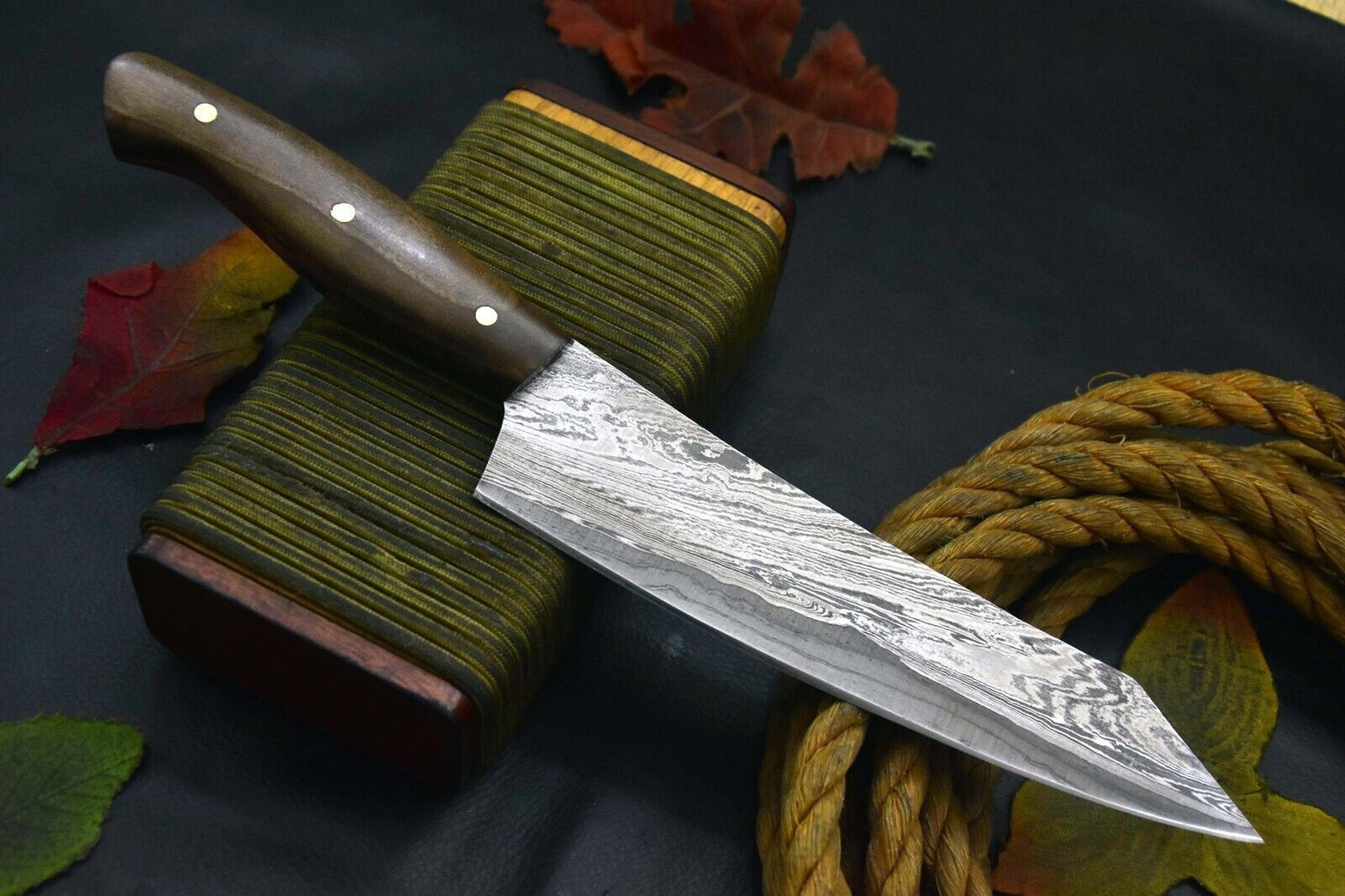 13" handmade damascus steel chef knife | forged kitchen knife with exotic wood handle | custom high carbon blade