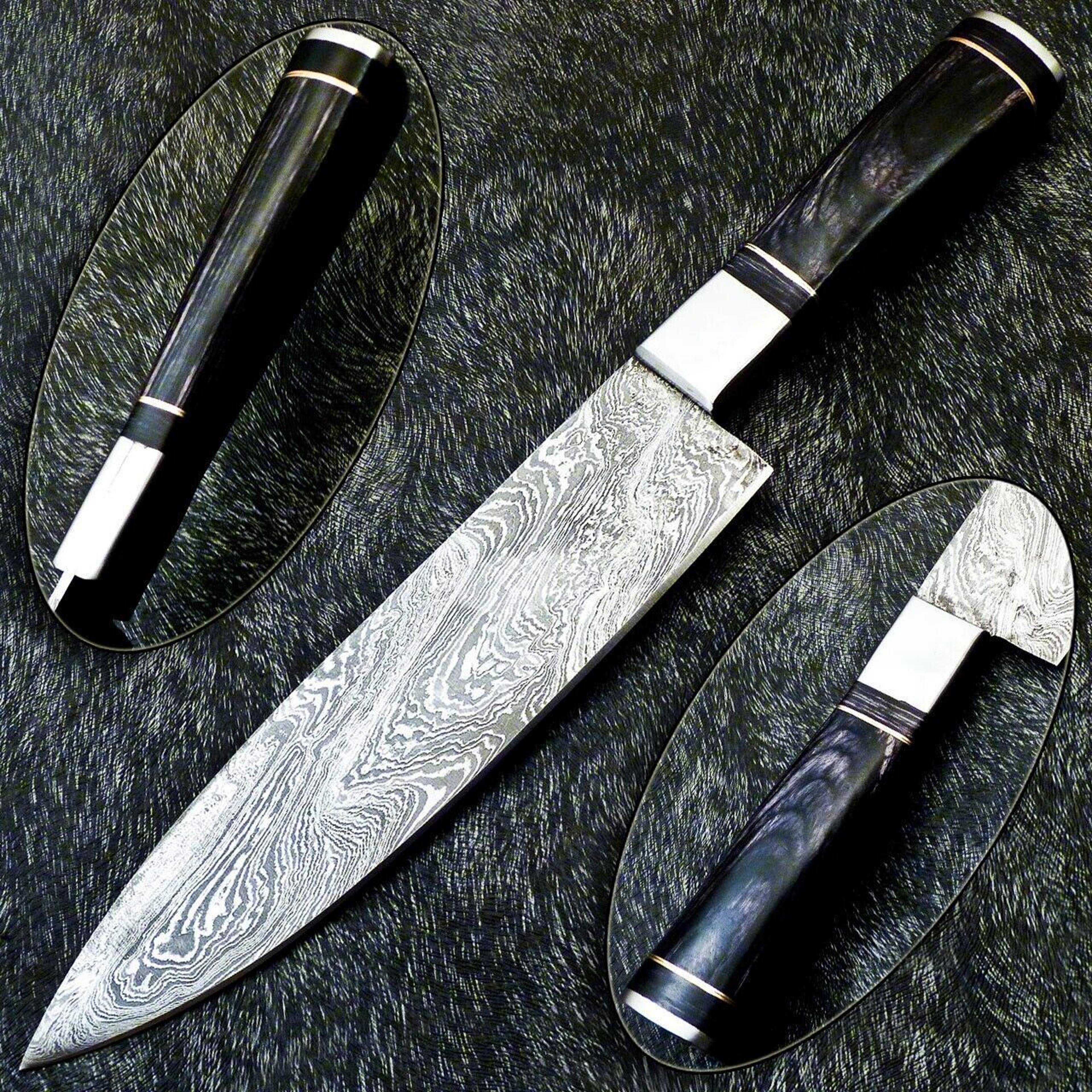 damascus steel kitchen knife | hand-forged chef knife | collector gift knife | resin handle