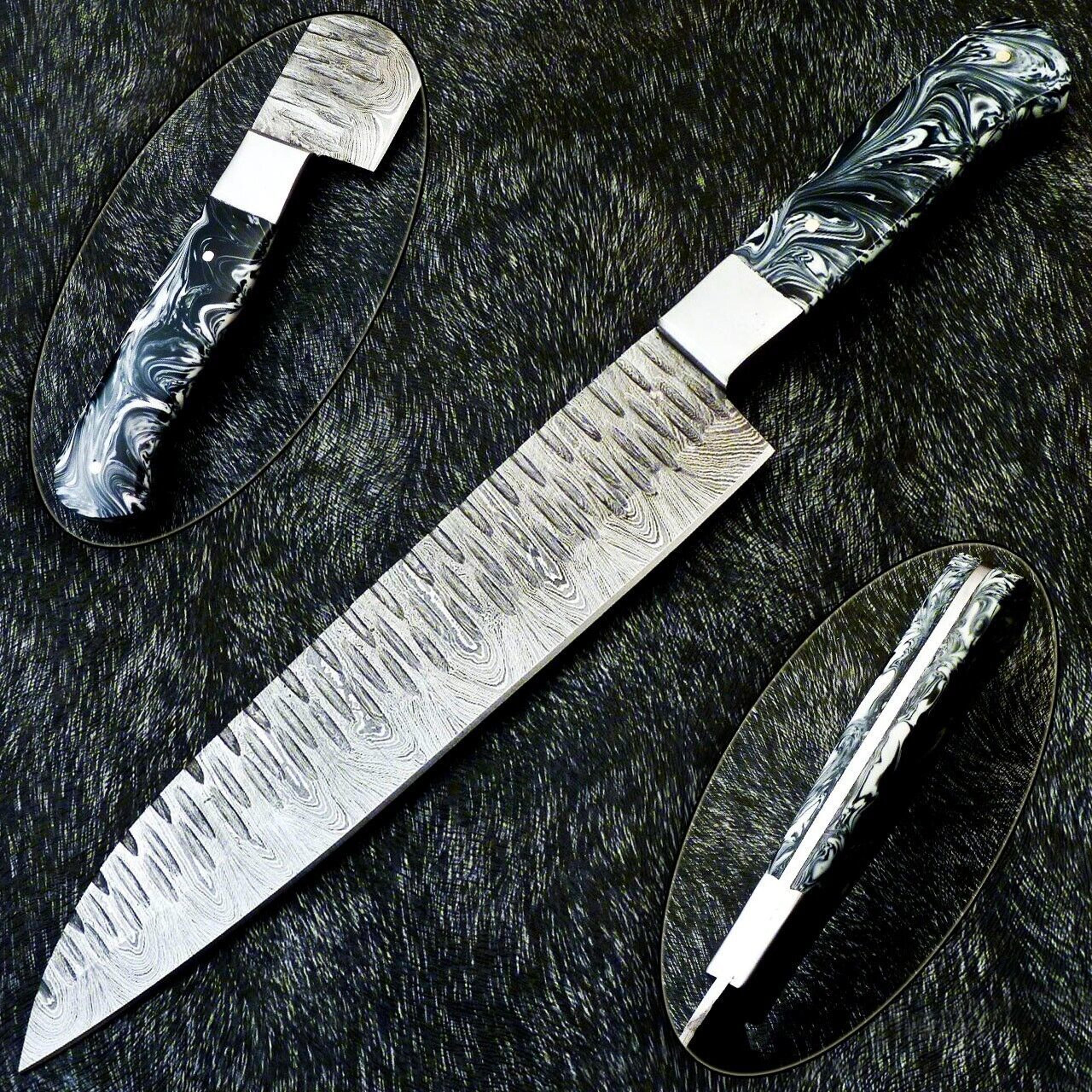 limited edition 13 inch damascus chef knife | custom forged blade | resin handle | handmade gift