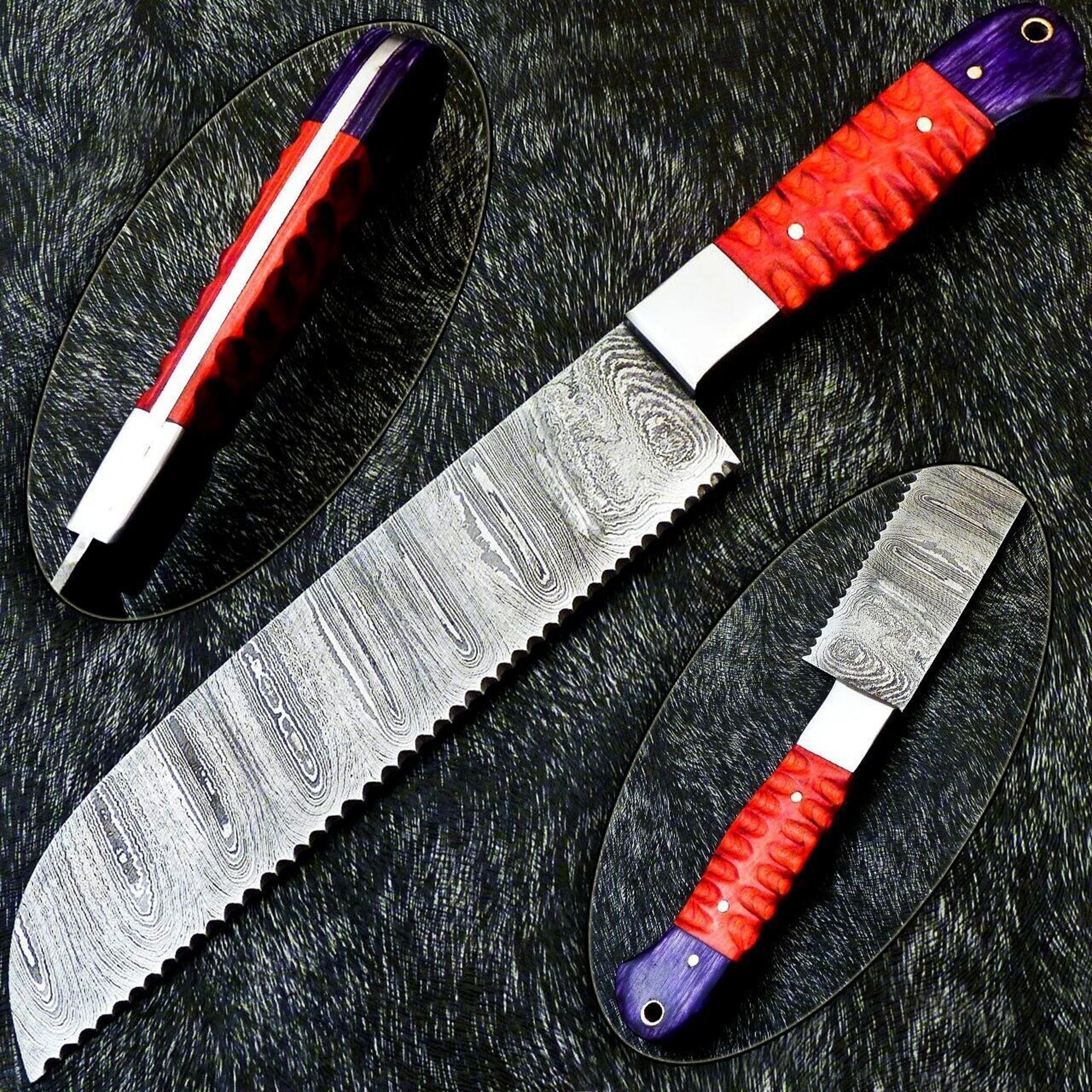 12" custom handmade damascus steel chef knife | forged kitchen knife with hardwood handle