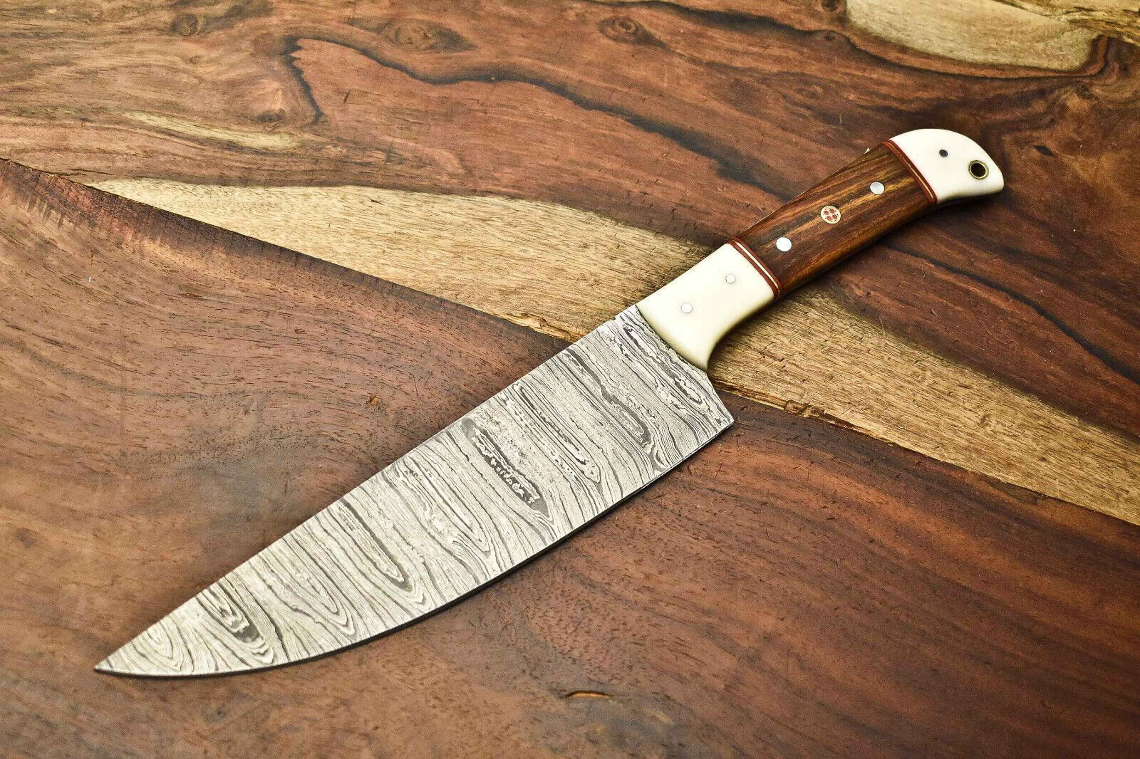 custom damascus steel chef knife | handmade full tang blade | forged kitchen & sport knife
