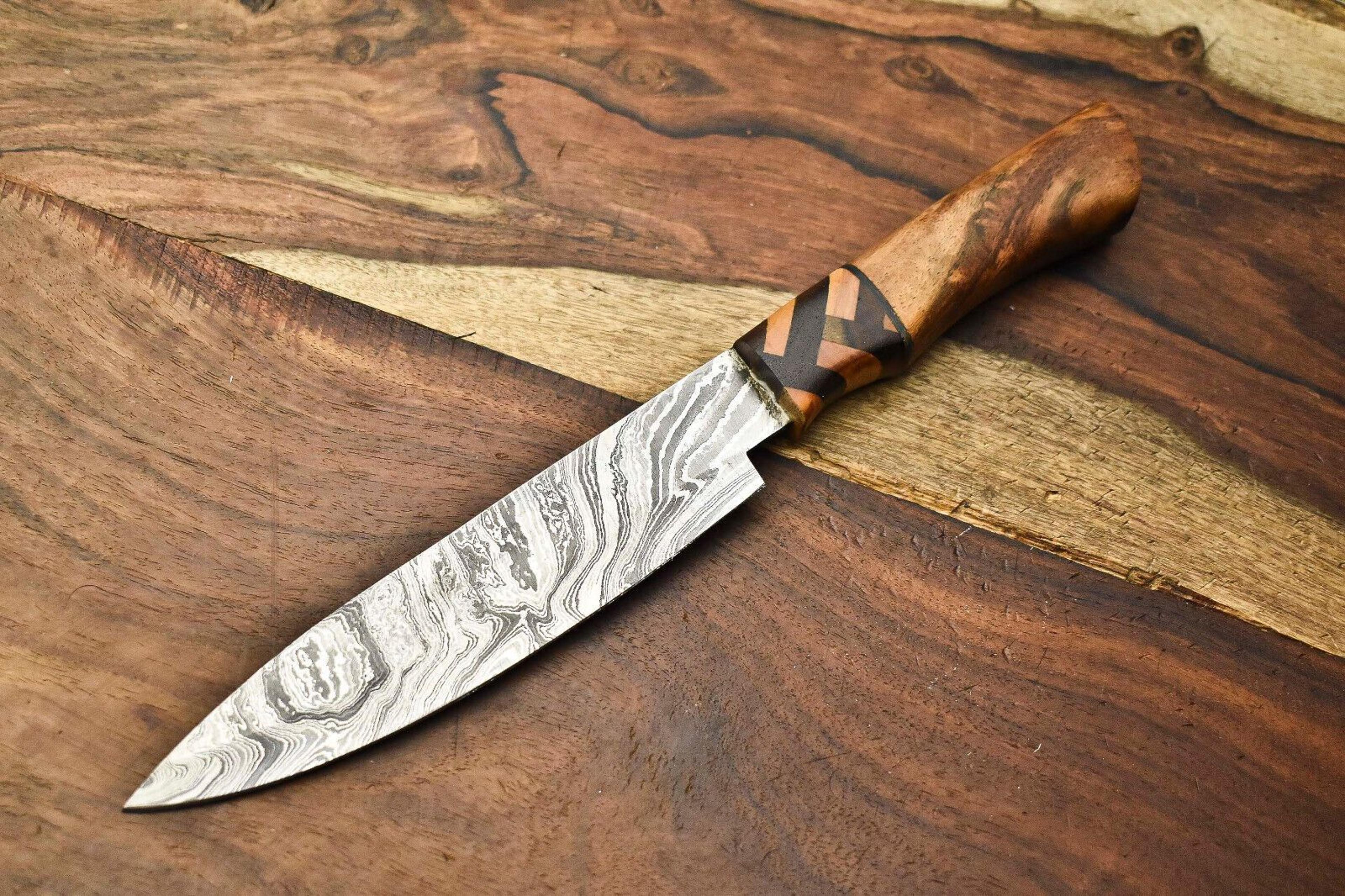 professional handmade chef knife | 11 inch forged damascus blade | hardwood handle | kitchen gift