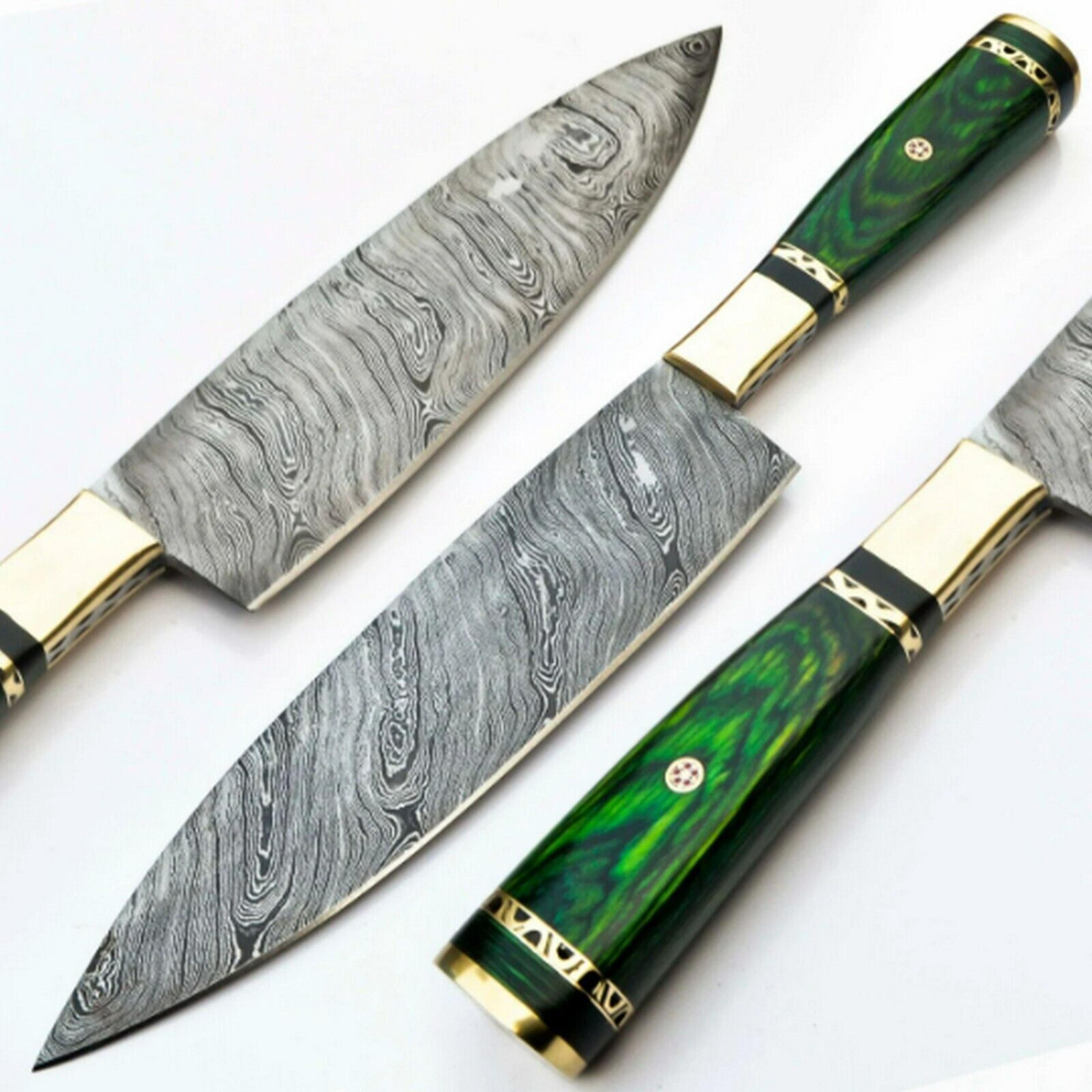 custom damascus chef knife | handmade full tang blade | perfect gift for men & knife lovers