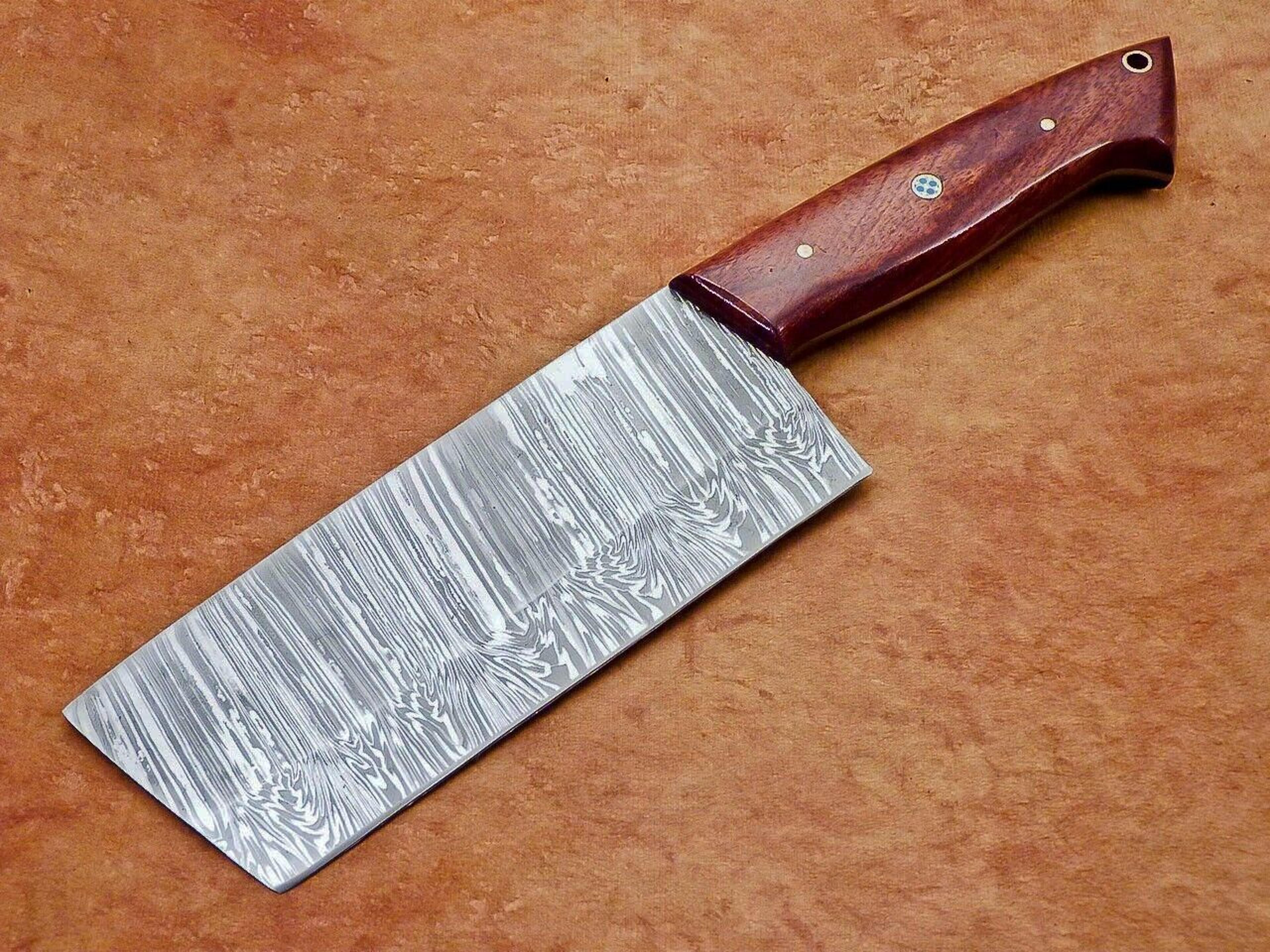 12" handmade damascus steel chopper knive | professional chef cleaver with natural wood handle