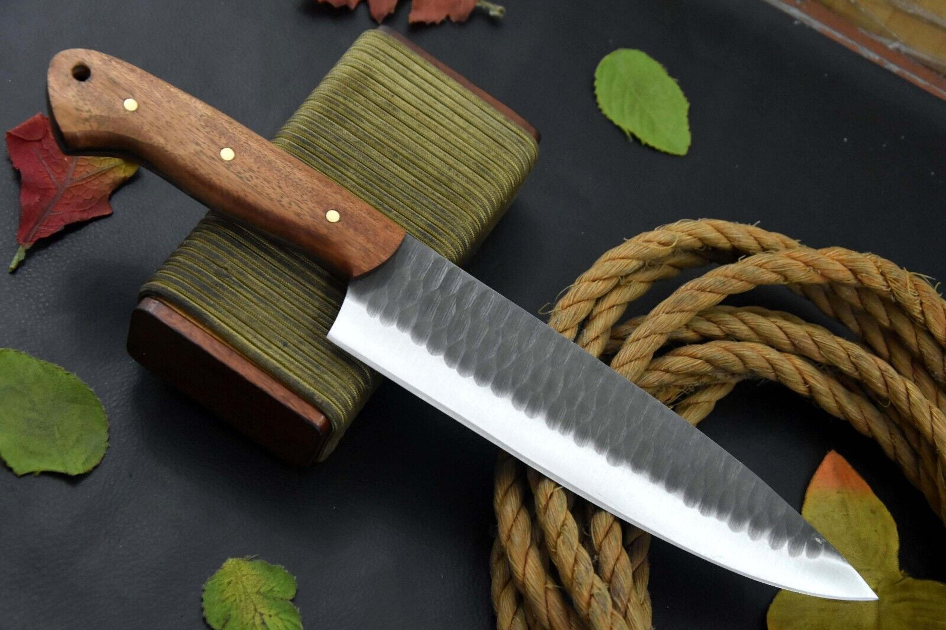 handcrafted damascus chef knife 13" | twist pattern blade | walnut wood handle with micarta bolster