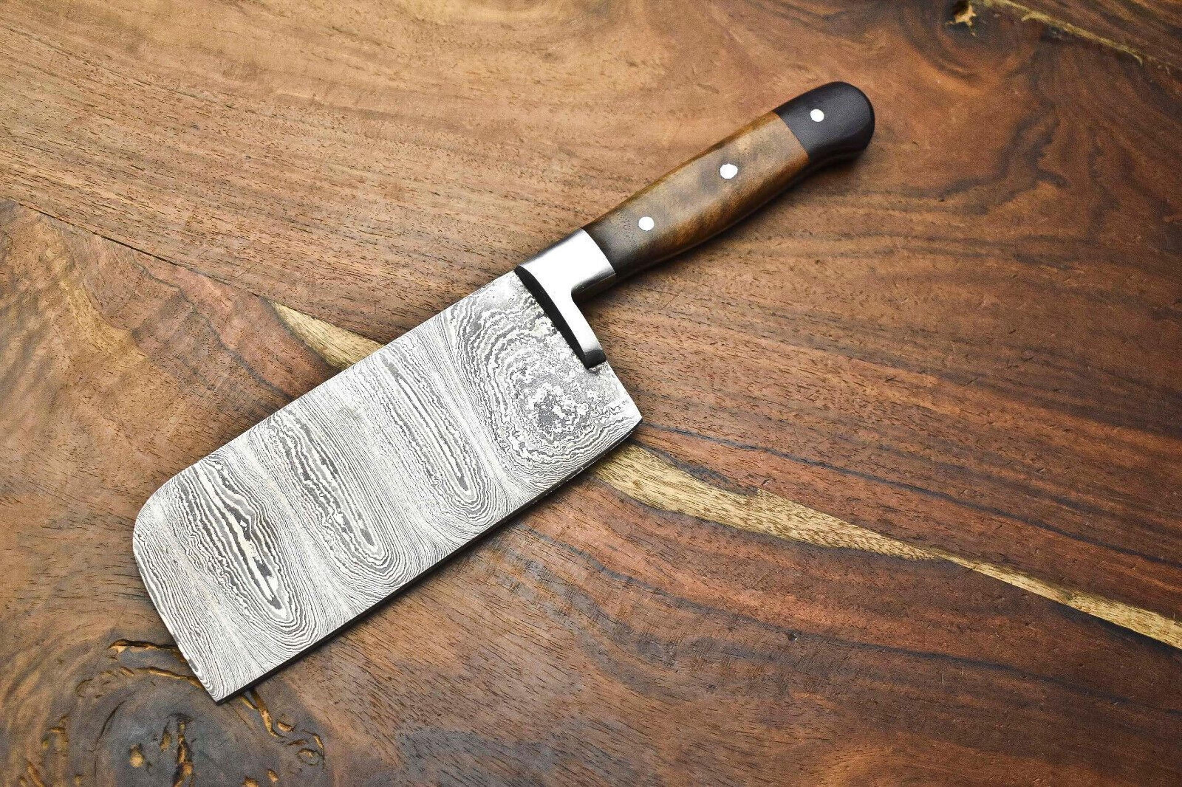 premium handmade damascus chef knife | full tang blade for kitchen or camping use