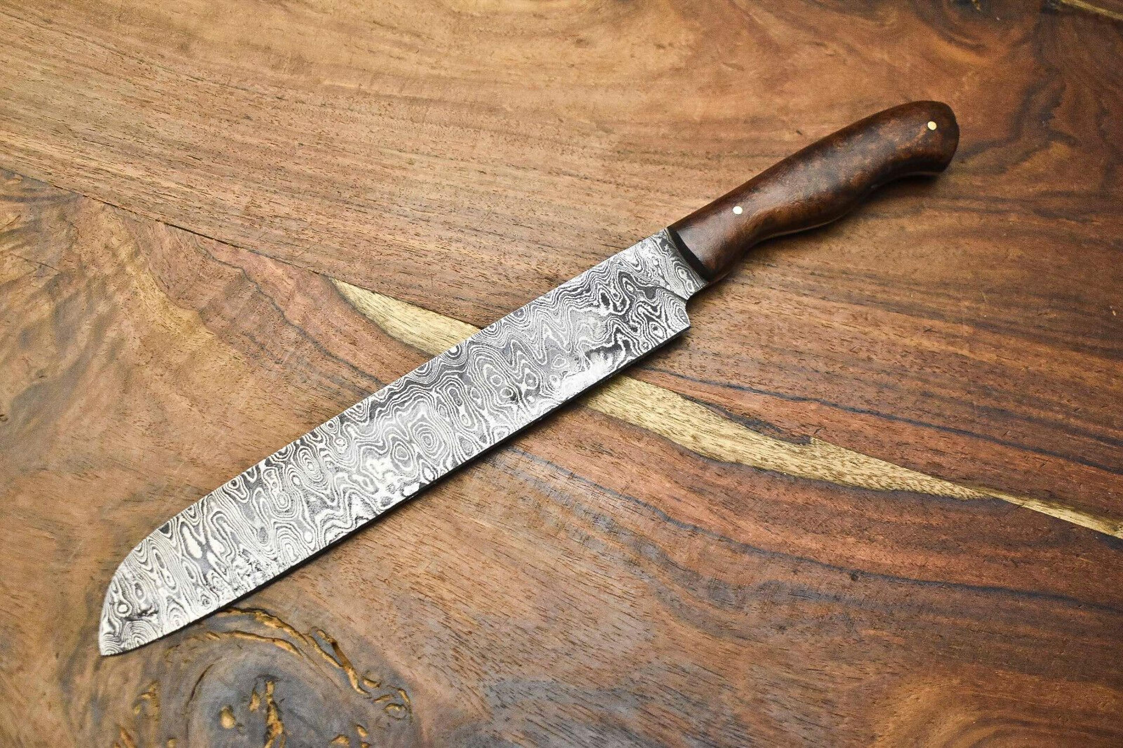 custom forged damascus kitchen knife | handmade full tang chef knife gift for him
