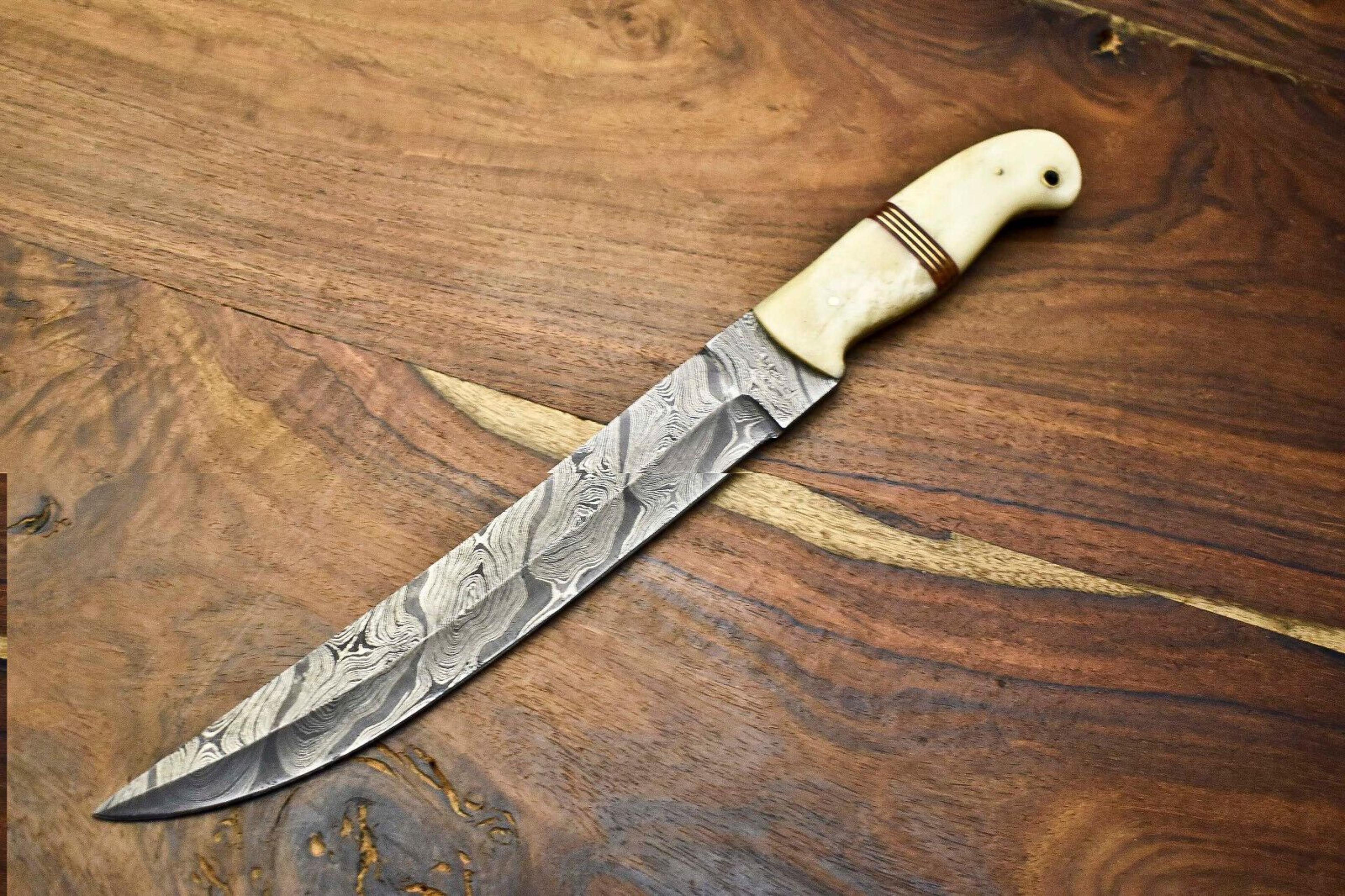 authentic handmade damascus fillet knife | 512-layer blade with pakka wood handle