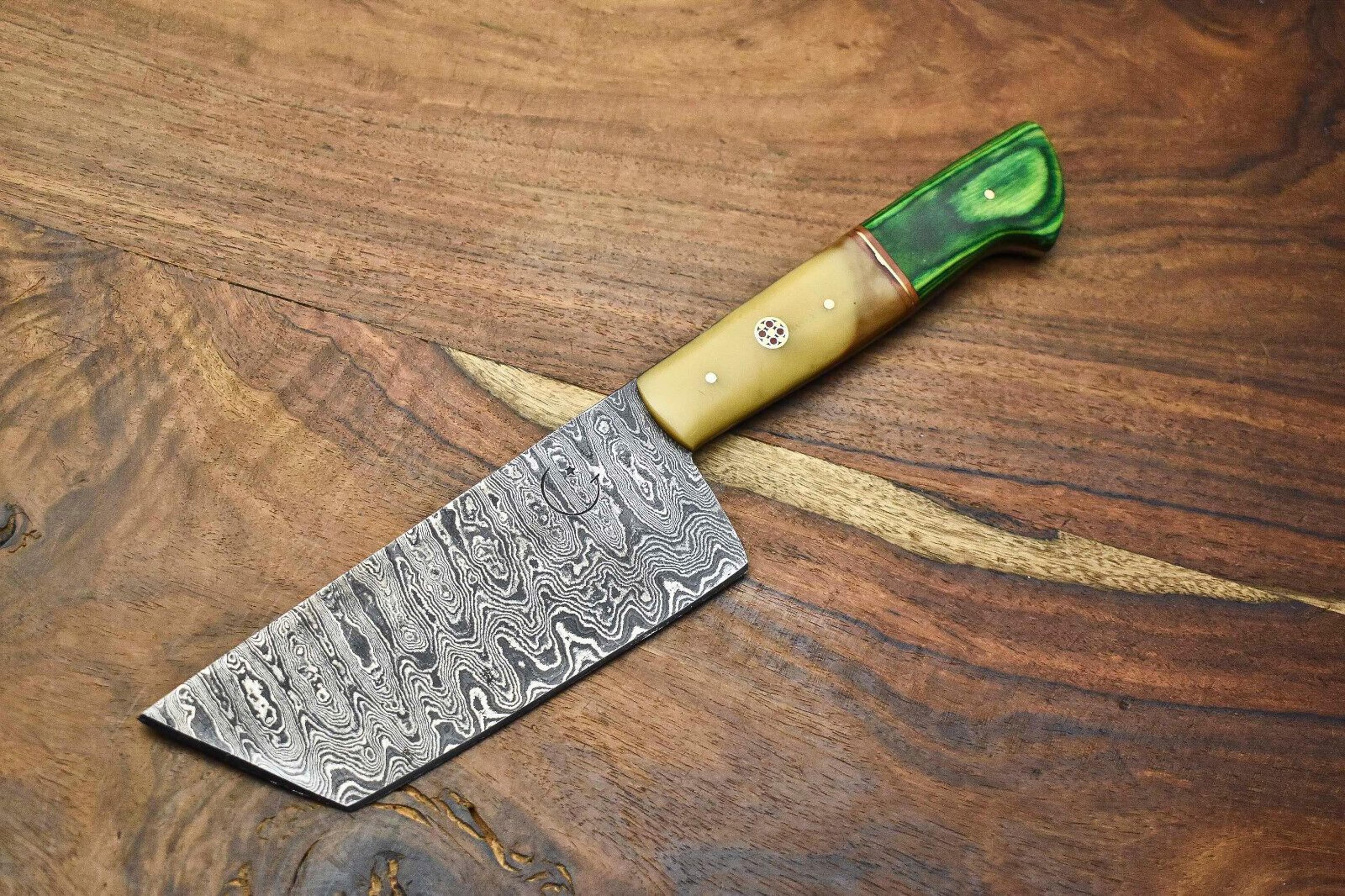 damascus fillet knife | 512-layer forged blade with polished pakka wood handle