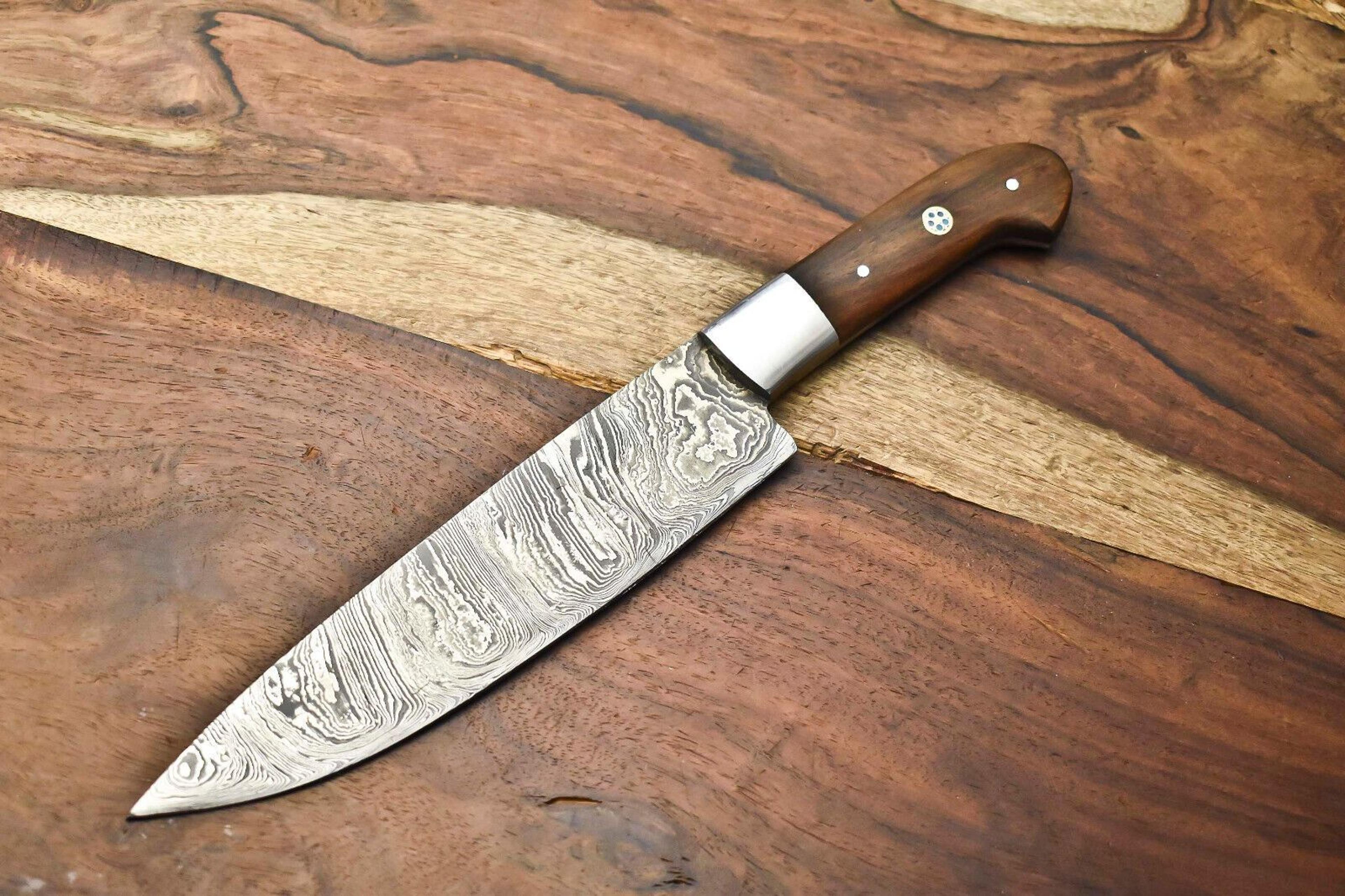 custom forged damascus steel fillet knife | handmade chef knife with premium pakka handle