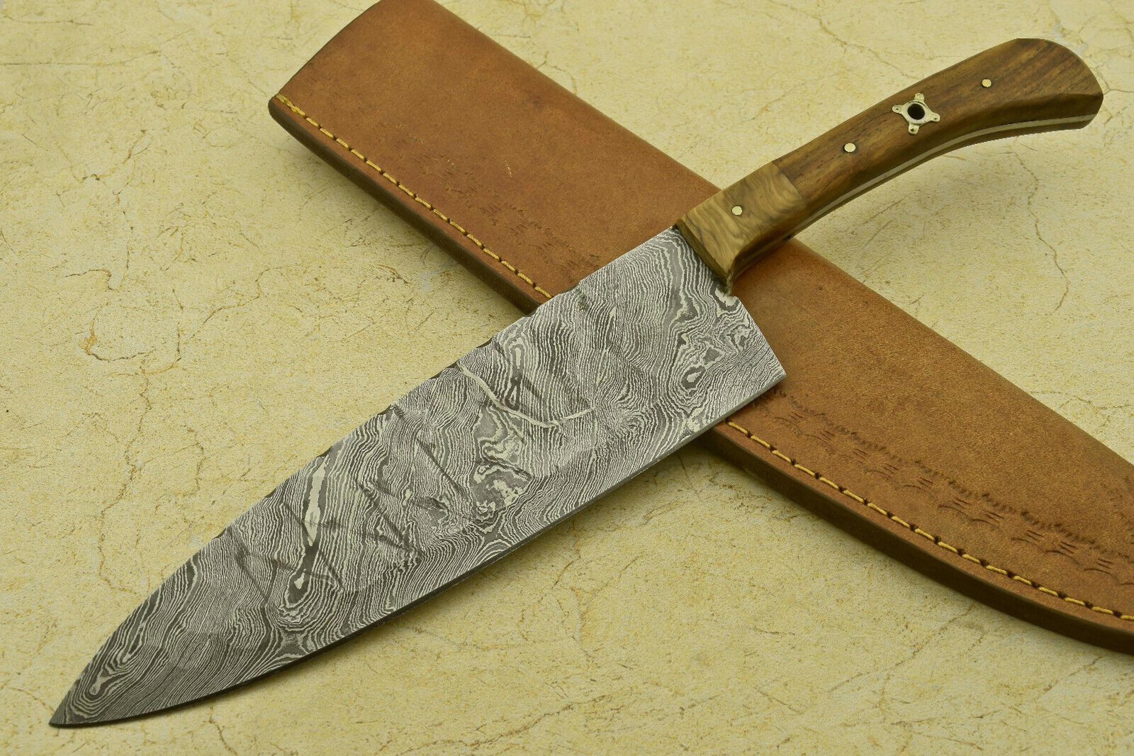 damascus steel fillet knife | 12" handmade chef knife with full tang design