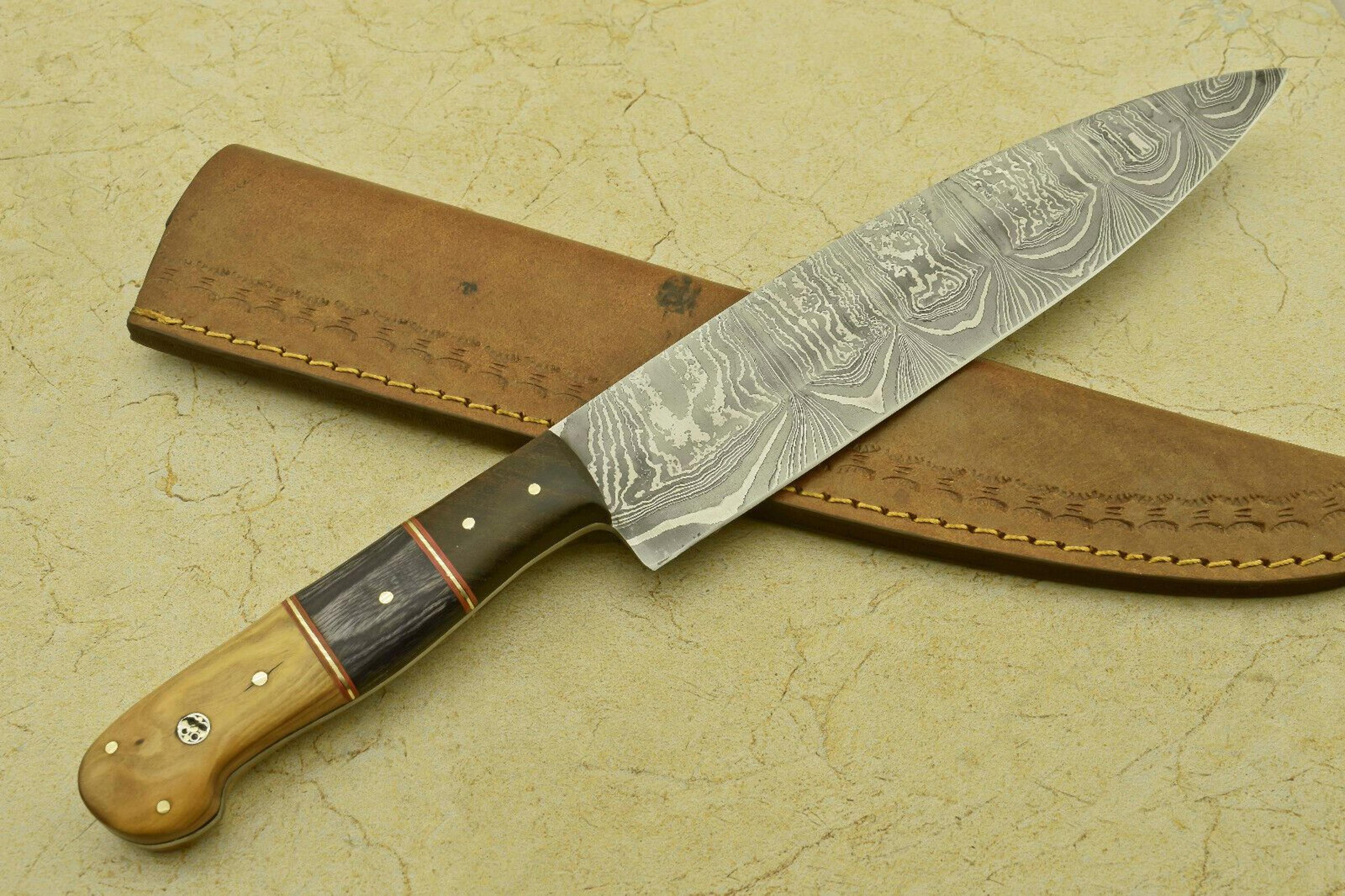 handmade damascus fillet knife | forged 512-layer blade with wooden handle