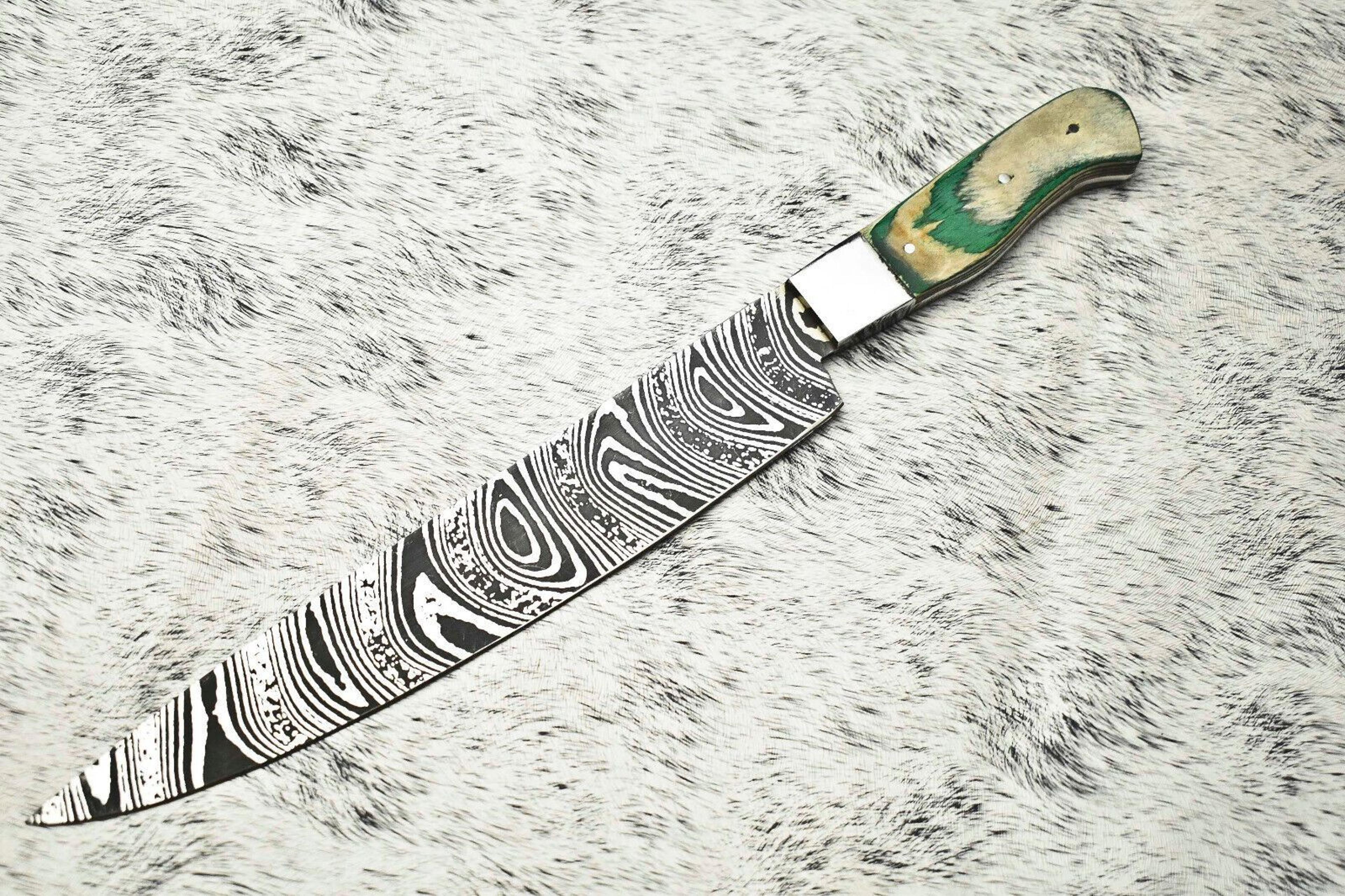 handcrafted damascus steel fillet knife | full tang kitchen knife with steel bolster